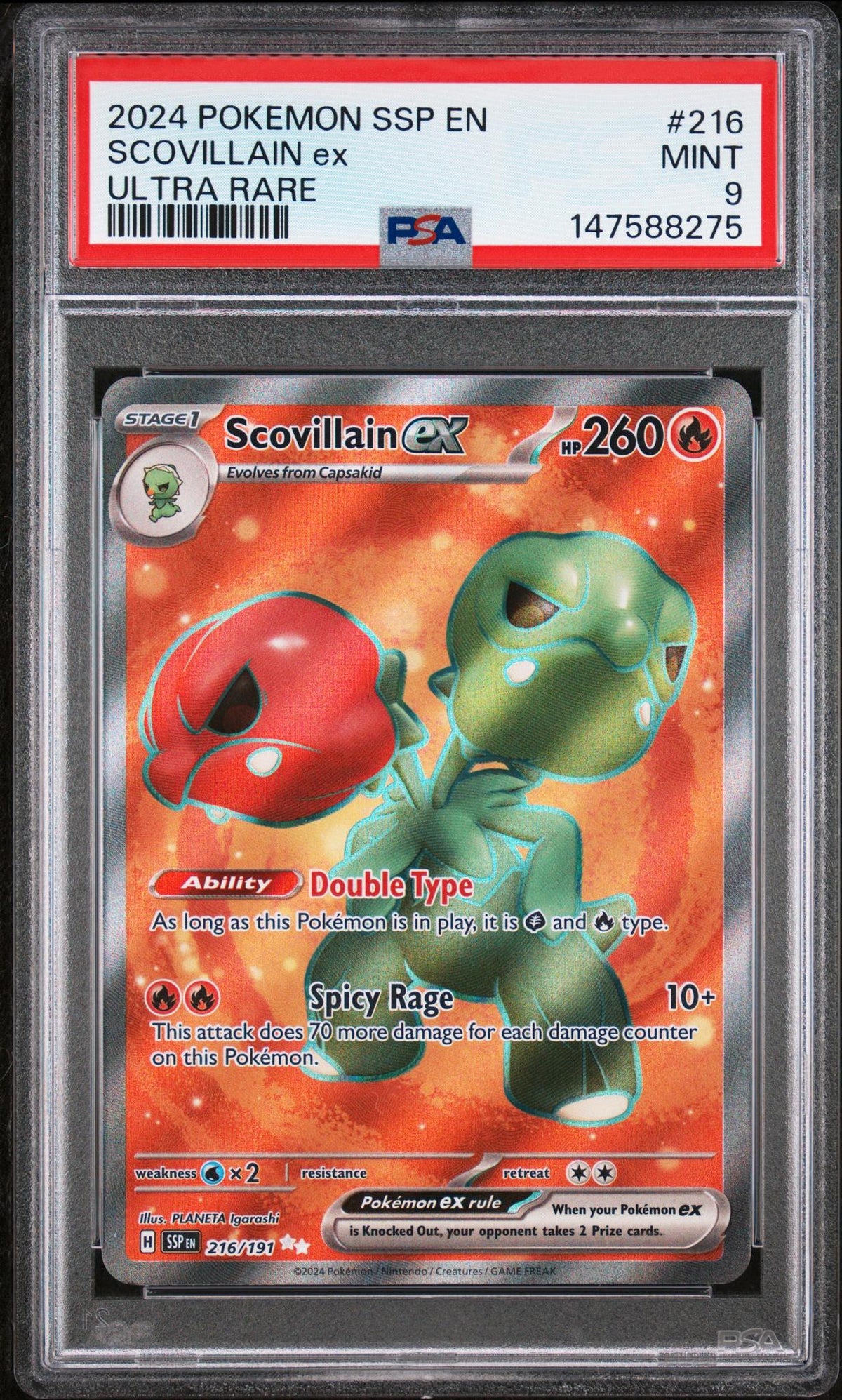 2024 Pokemon Surging Sparks Ultra Rare Scovillain Ex #216 PSA 9