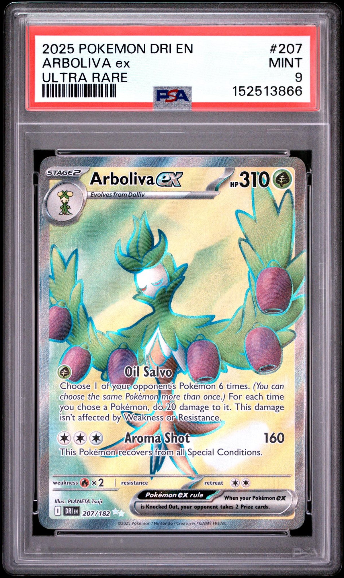 2025 Pokemon Scarlet and Violet Destined Rivals Ultra Rare Arboliva Ex #207 PSA 9