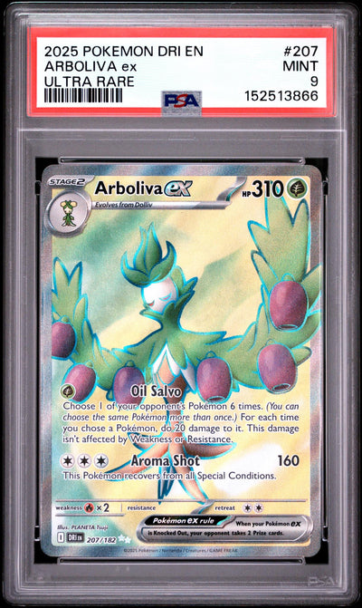 Pokémon 2025 Arboliva ex #207 Ultra Rare PSA 9