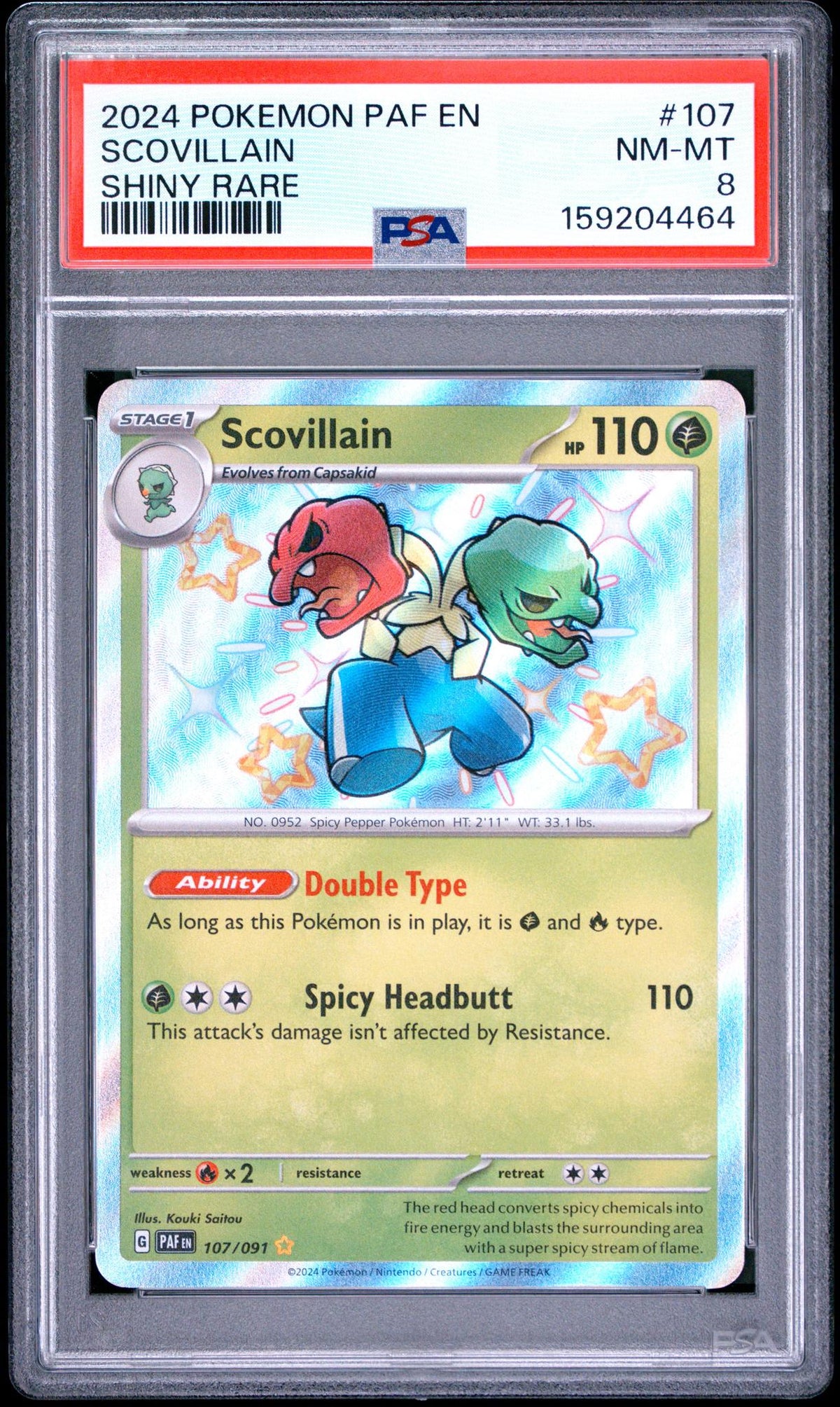2024 Paldean Fates - Paf En English Scovillain #107 PSA 8