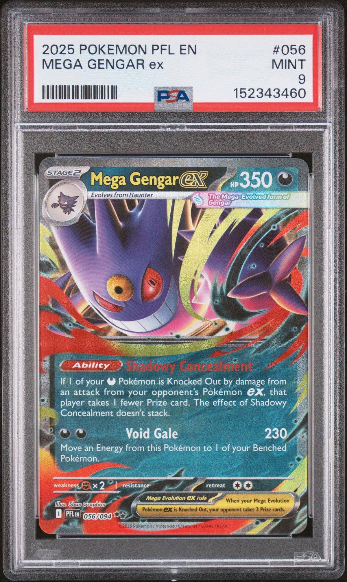 2025 Pokemon Mega Evolution Phantasmal Flames Mega Gengar Ex #056 PSA 9