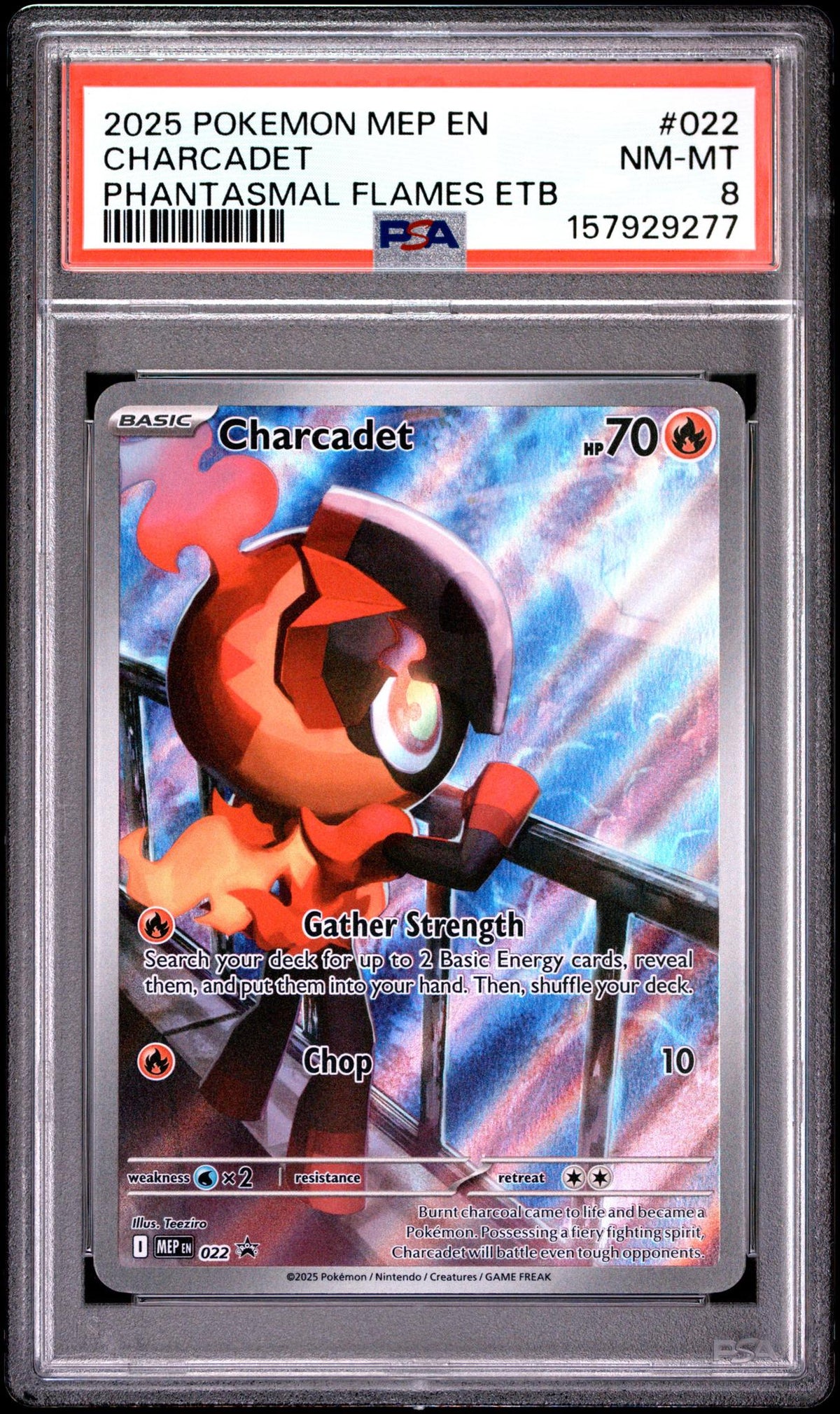 2025 Pokemon Mega Evolution Phantasmal Flames Elite Trainer Box Charcadet #022 PSA 8