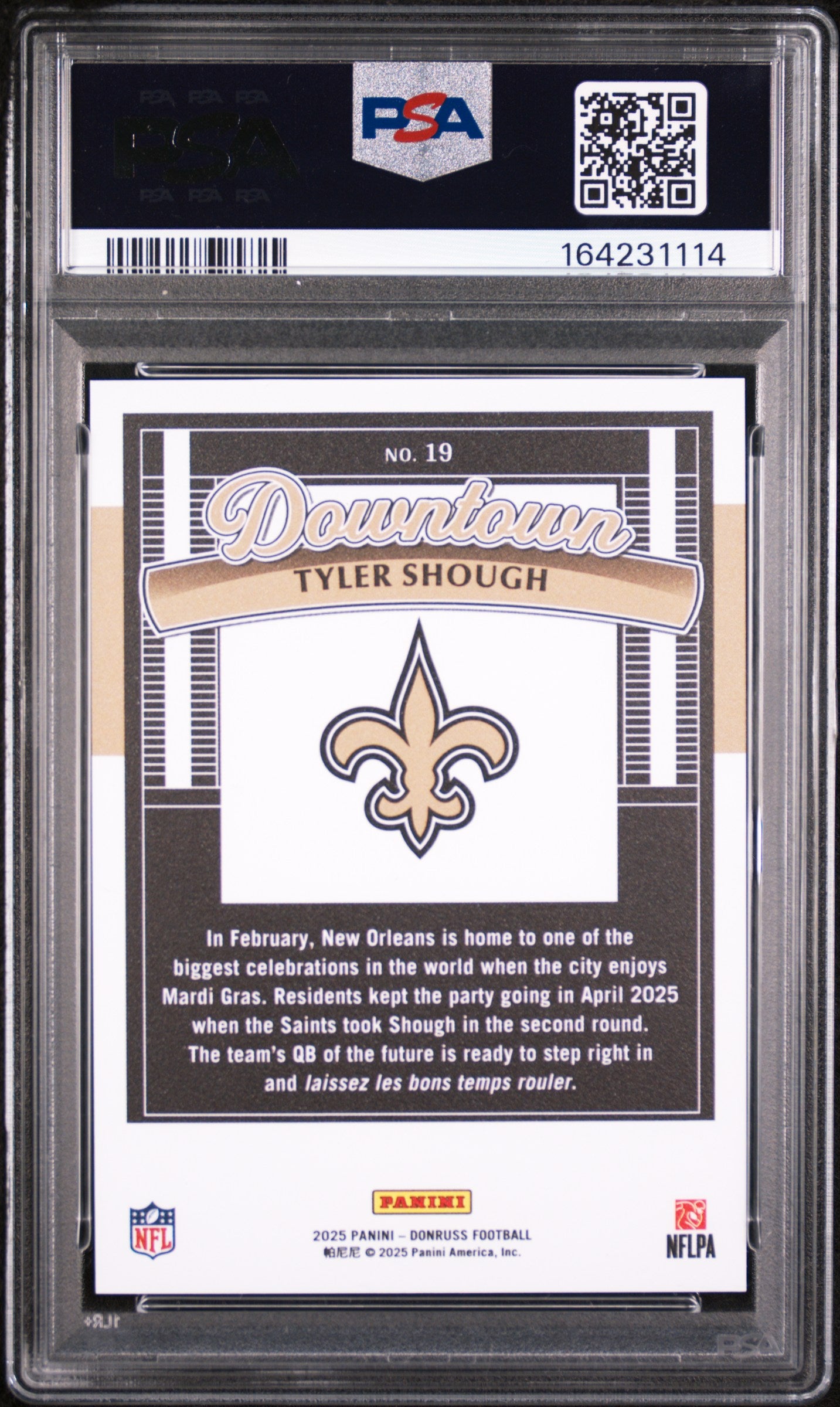 2025 Panini Donruss Downtown Tyler Shough #19 PSA 10