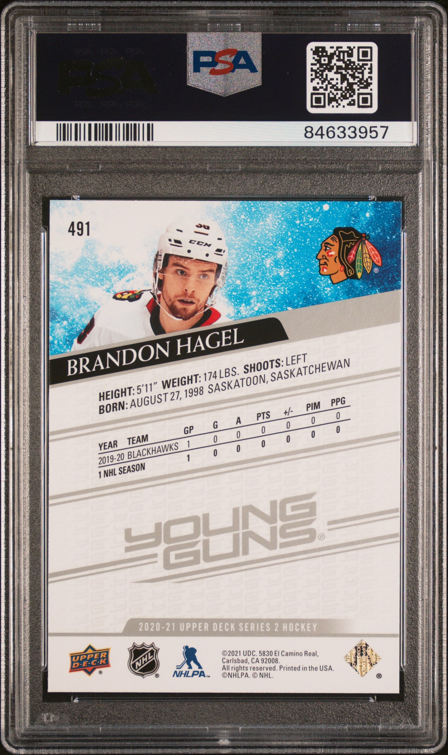 2020 Upper Deck Young Guns Brandon Hagel #491 PSA 10
