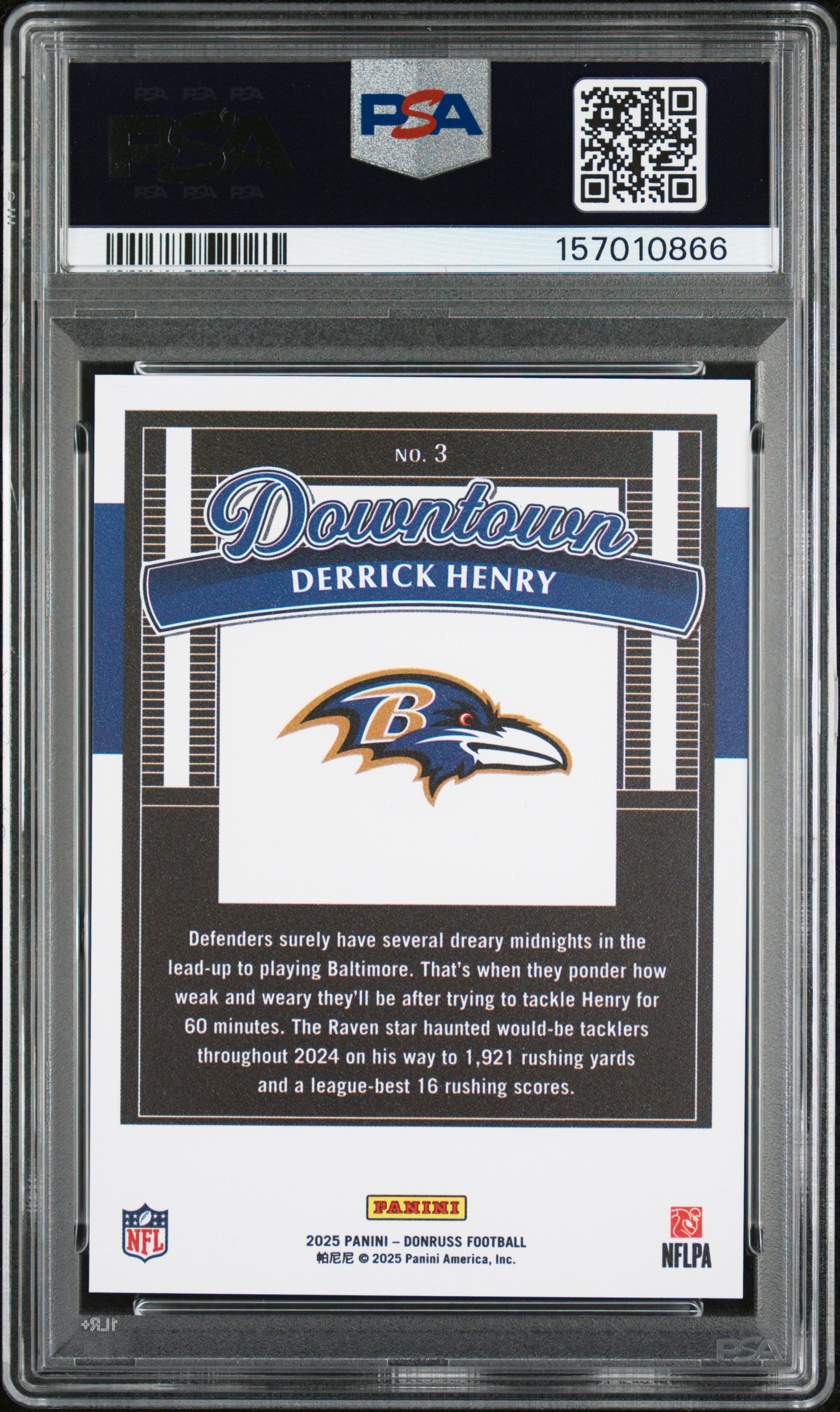 2025 Panini Donruss Downtown Derrick Henry #3 PSA 10