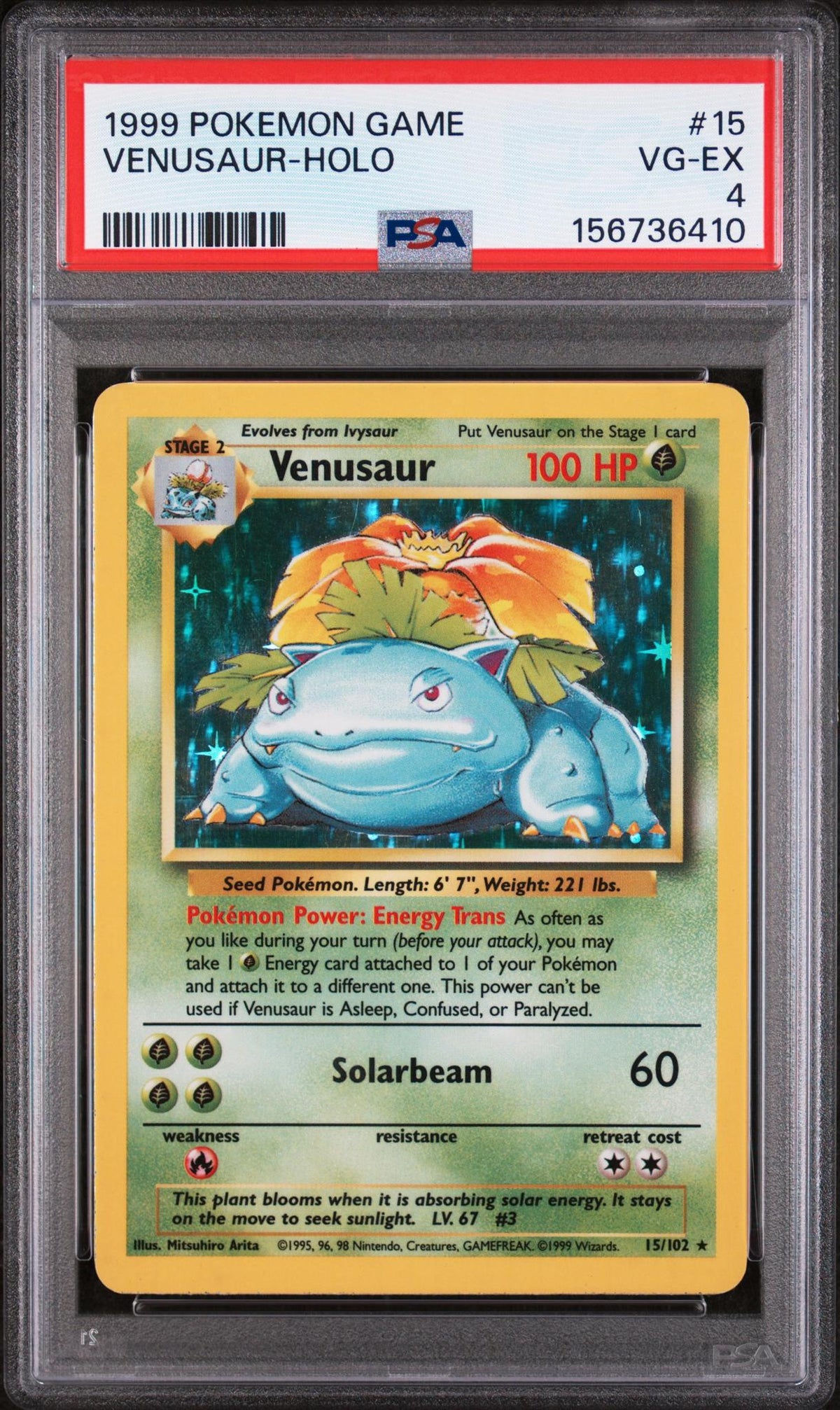 1999 Pokemon Game Holo Venusaur #15 PSA 4