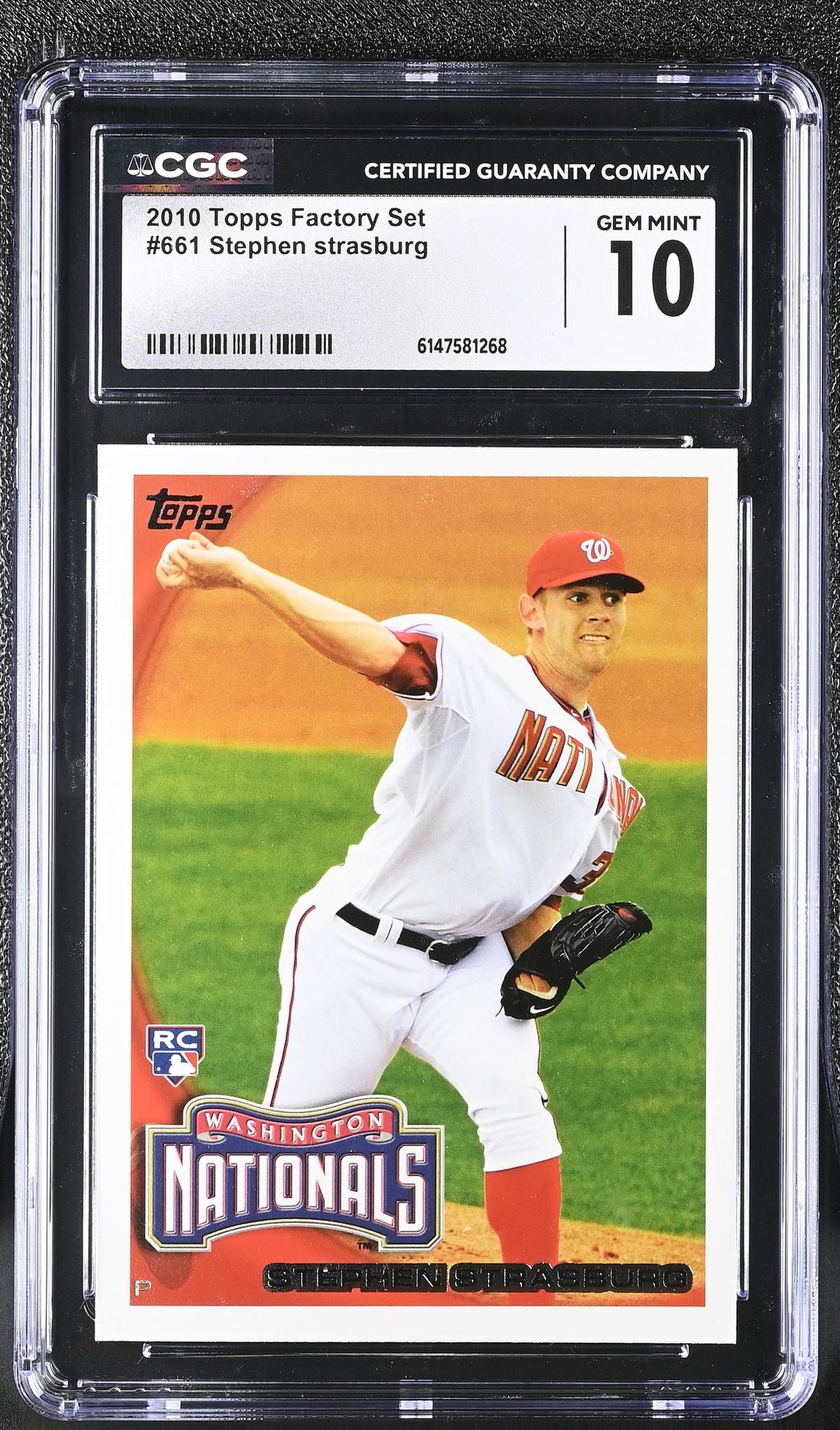 2010 Topps #661 Stephen Strasburg Factory Set CGC 10