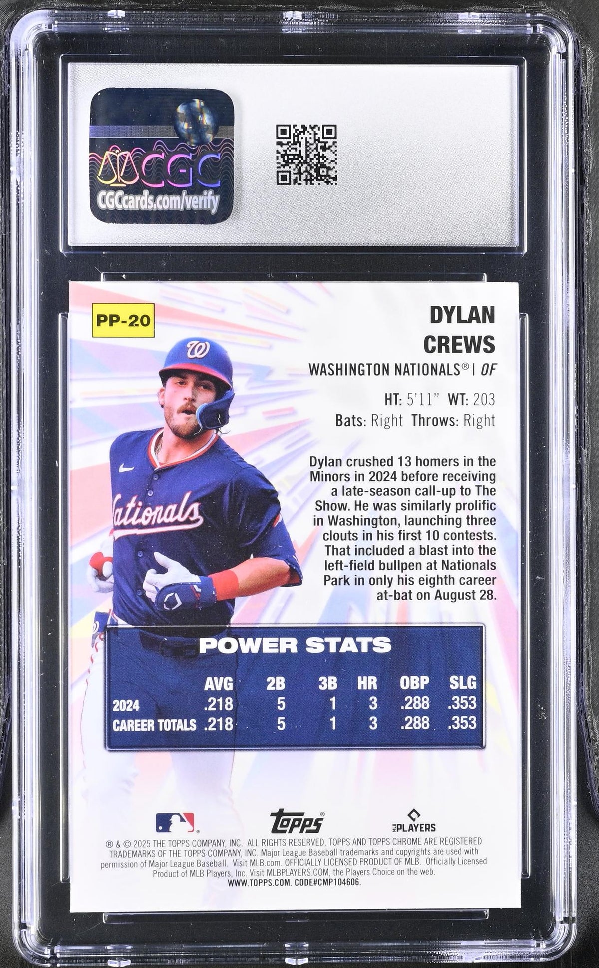 2025 Topps Chrome #PP-20 Dylan Crews Power Players CGC 10