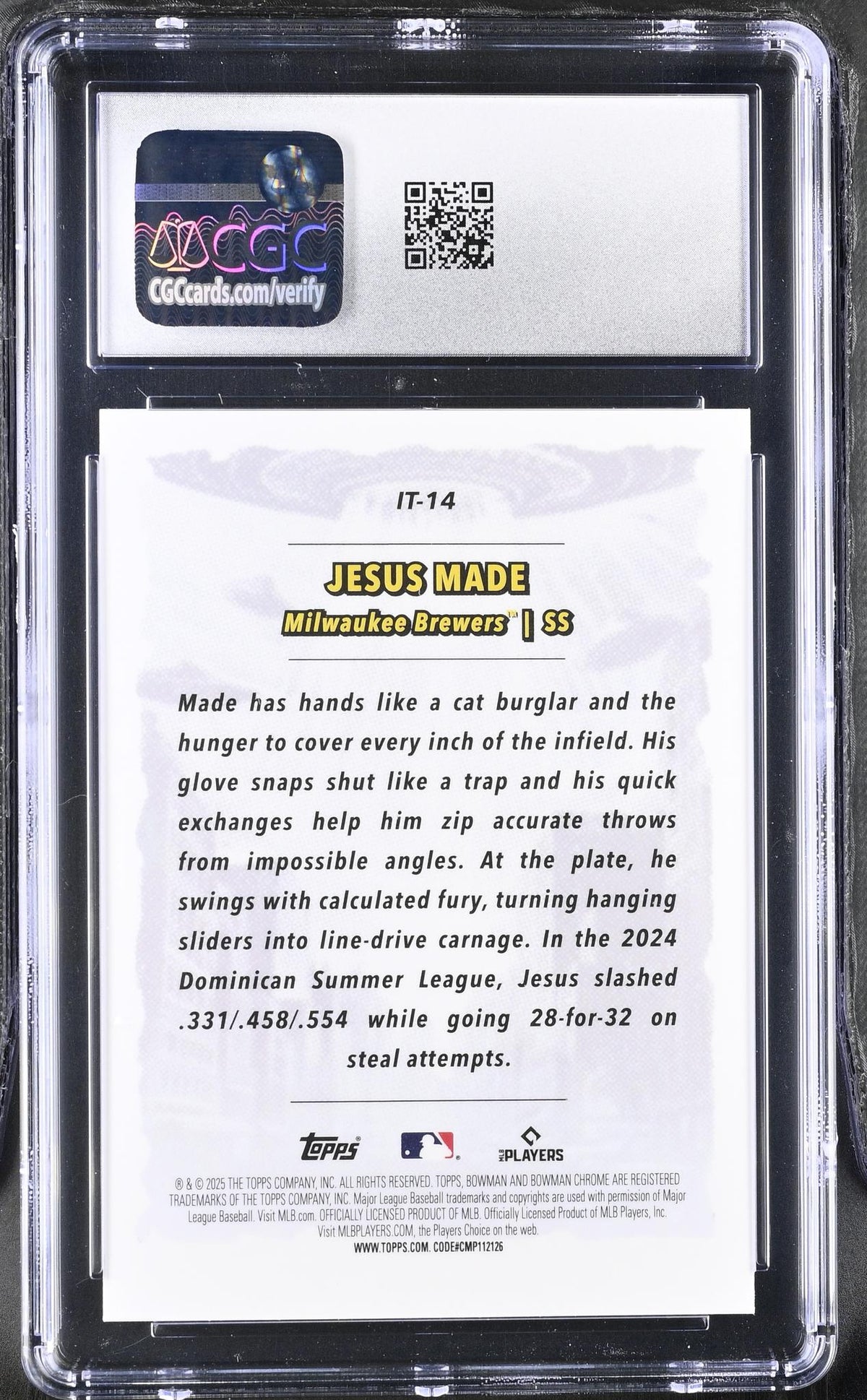 2025 Bowman Chrome #IT-14 Jesus Made It Came to the League CGC 10