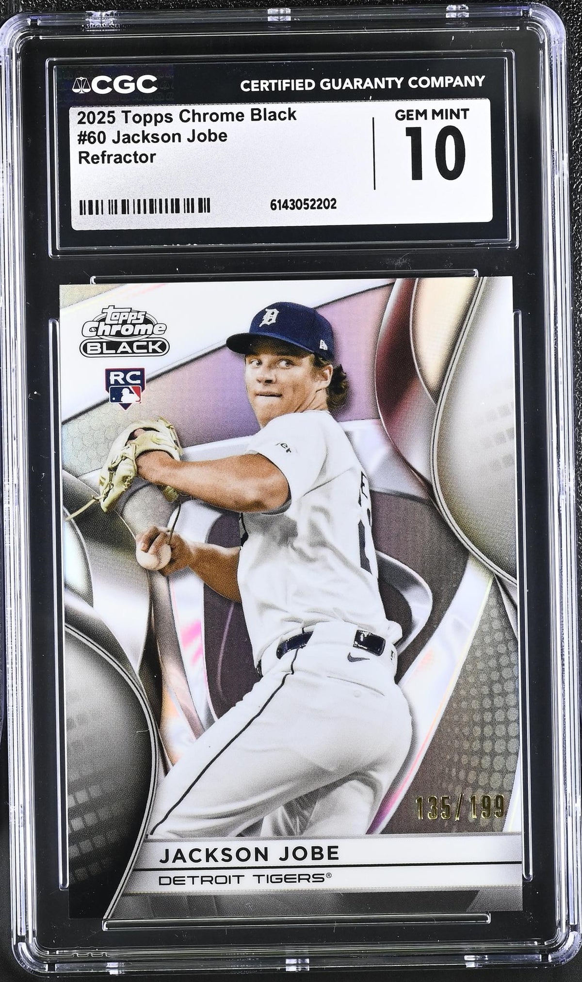 2025 Topps Chrome Black #60 Jackson Jobe Refractor /199 CGC 10