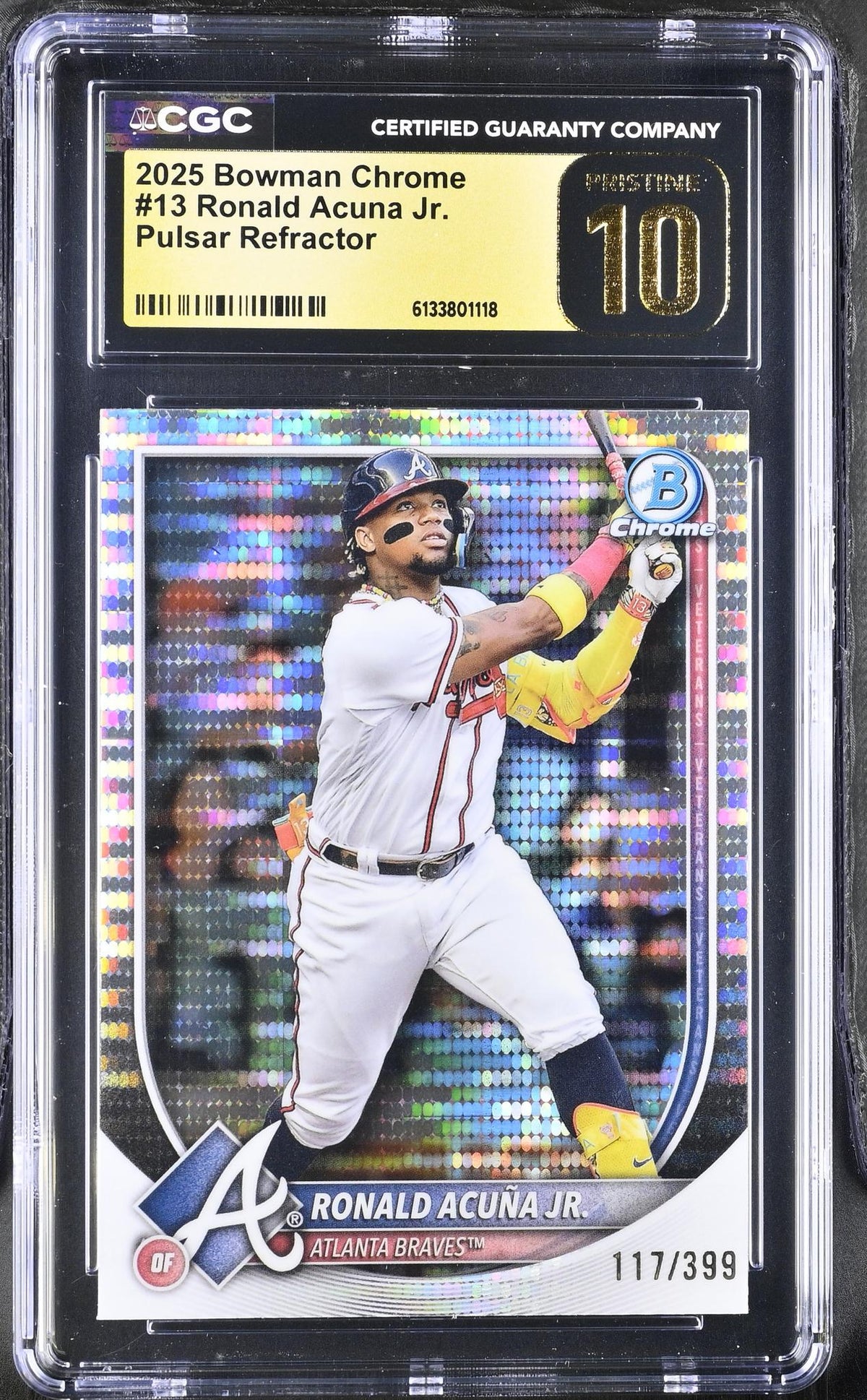 2025 Bowman Chrome #13 Ronald Acuna Jr. Pulsar Refractor /399 CGC 10
