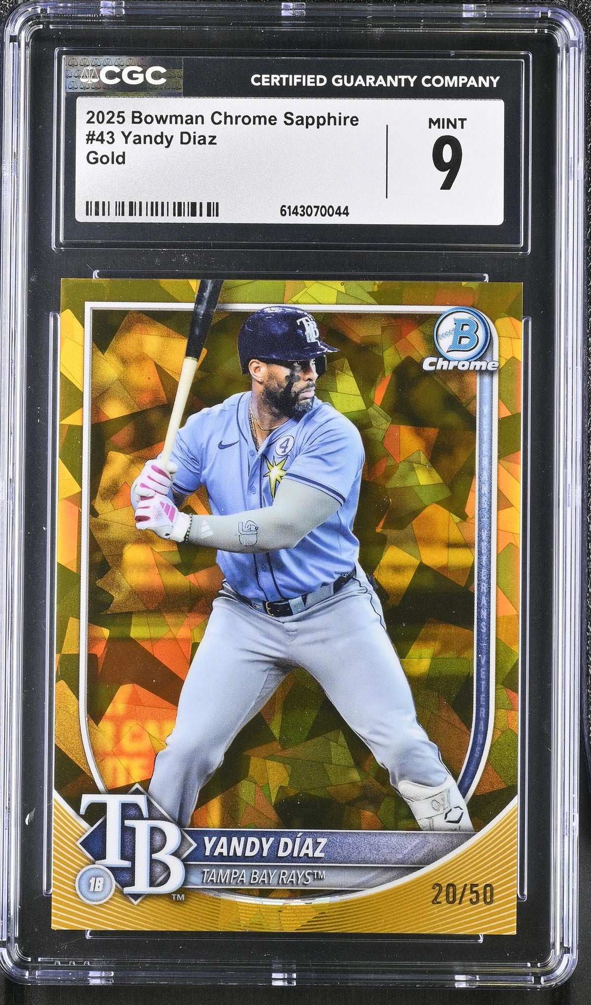 2025 Bowman Chrome Sapphire #43 Yandy Diaz Gold /50 CGC 9