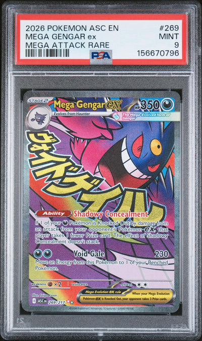 2026 Pokemon Mega Evolution Ascended Heroes Mega Attack Rare Mega Gengar Ex #269 PSA 9
