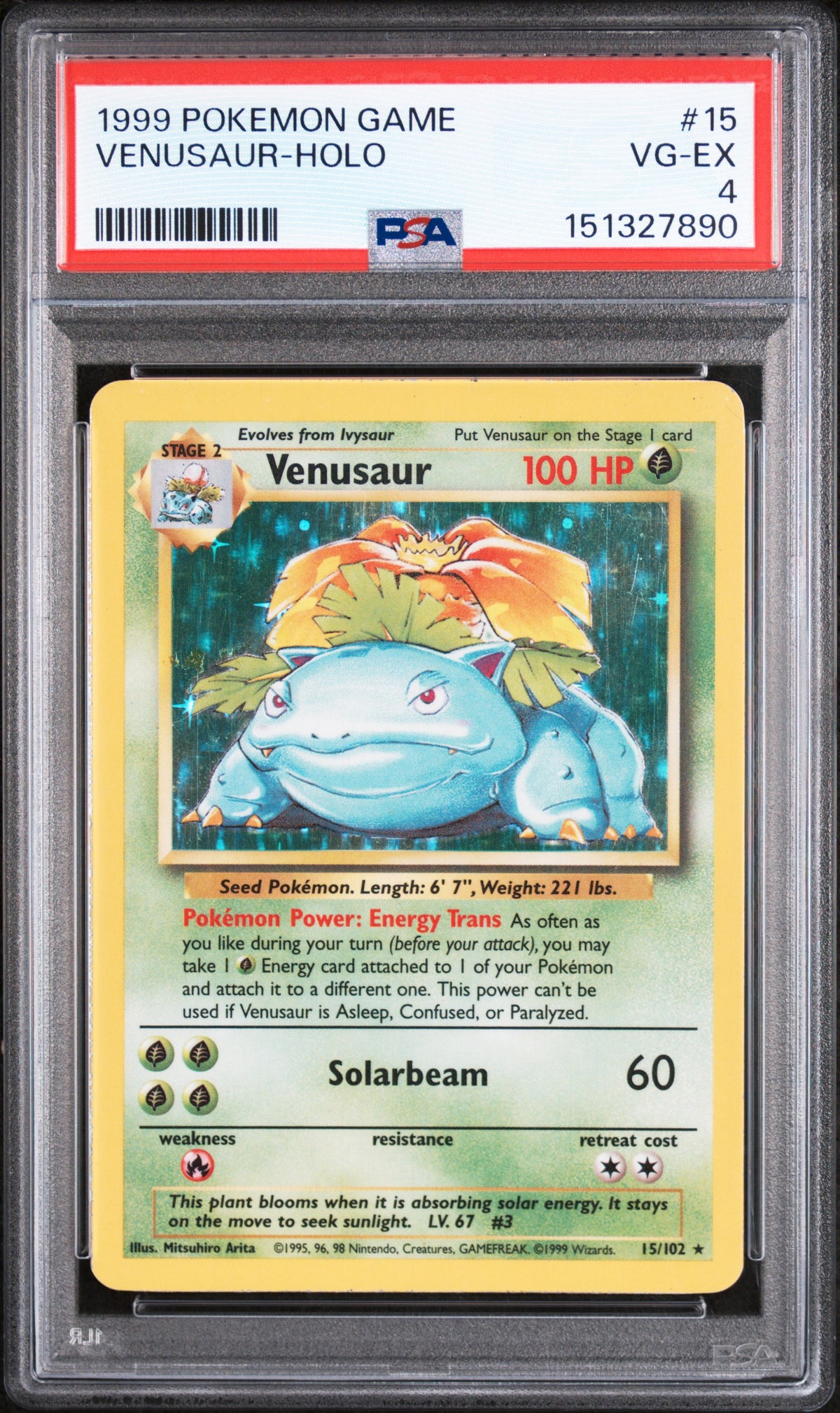 1999 Pokemon Game Holo Venusaur #15 PSA 4
