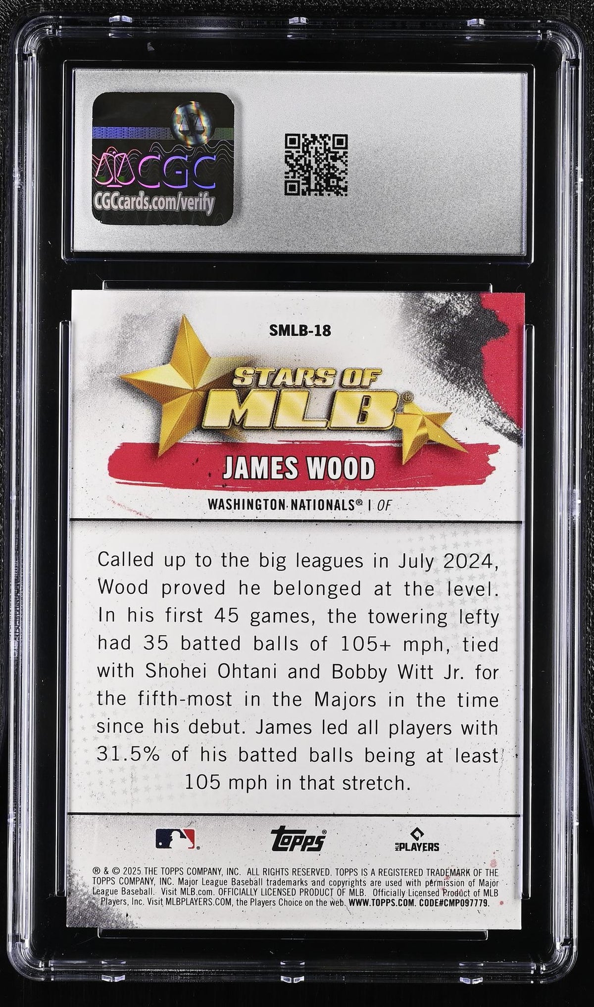 2025 Topps #SMLB-18 James Wood Stars of MLB CGC 10