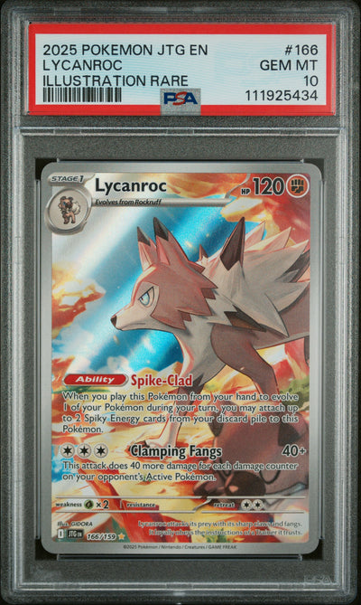 2025 Pokemon Scarlet and Violet Journey Together Illustration Rare Lycanroc #166 PSA 10
