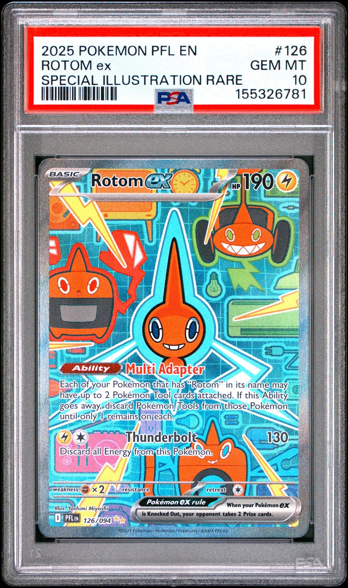 2025 Pokemon Mega Evolution Phantasmal Flames Special Illustration Rare Rotom Ex #126 PSA 10