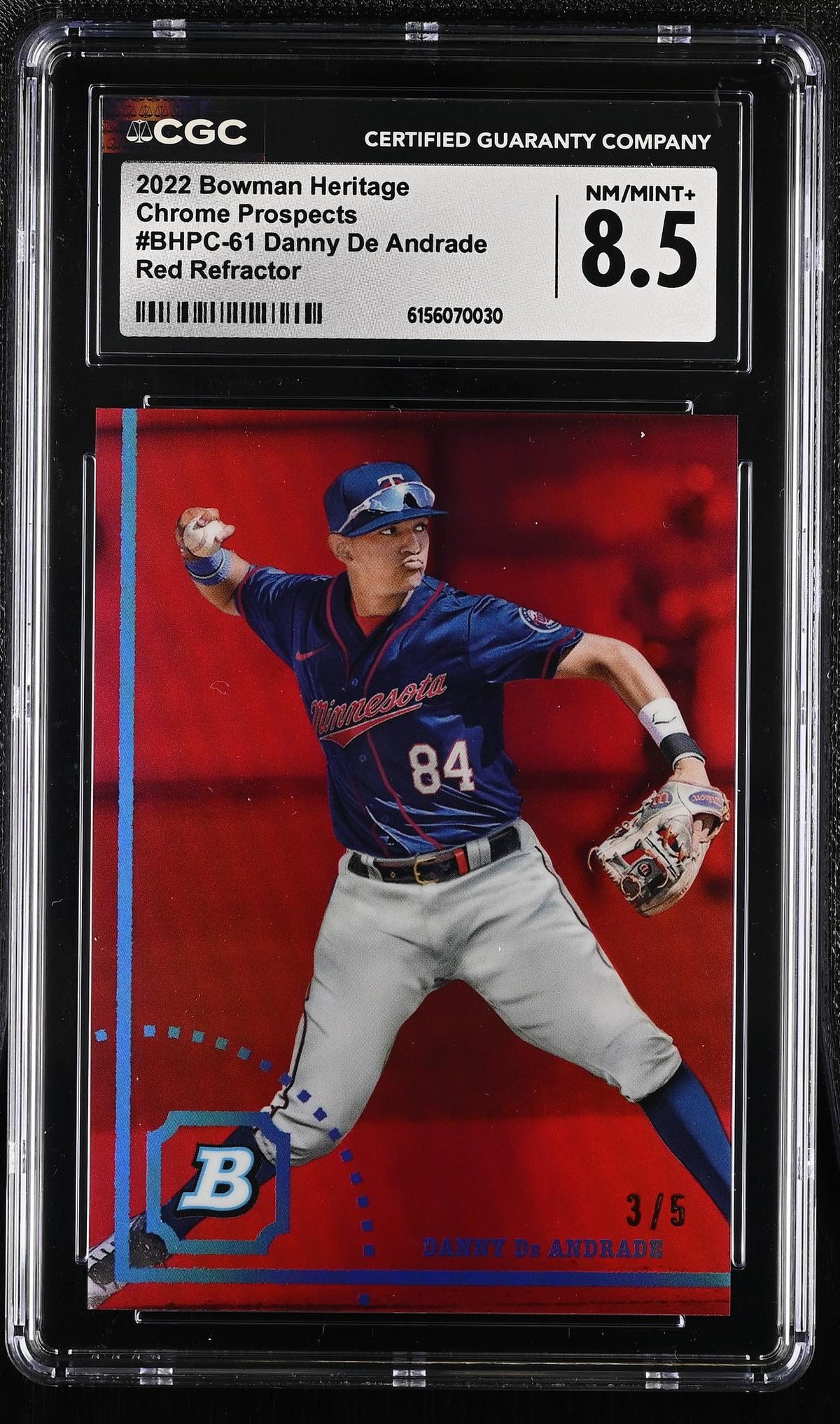 2022 Bowman Heritage #BHPC-61 Danny De Andrade Chrome Prospects /5 CGC 8.5
