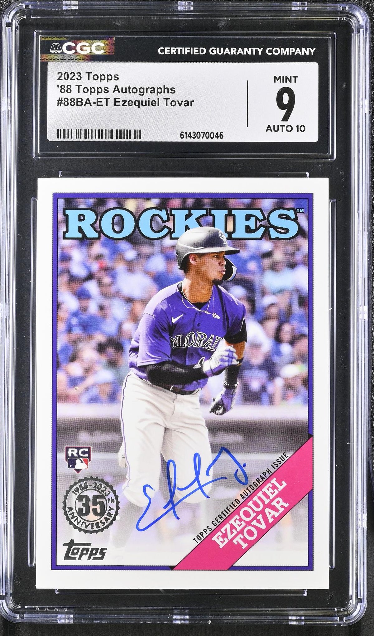 2023 Topps 1988 Topps Autographs Ezequiel Tovar #88BA-ET Auto CGC 9