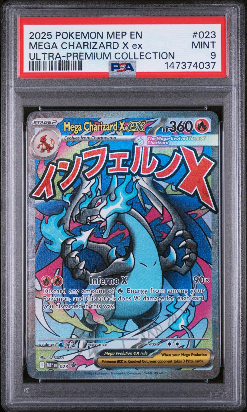 2025 Pokemon Mega Evolution Black Star Promo Ultra Premium Collection Mega Charizard X Ex #023 PSA 9