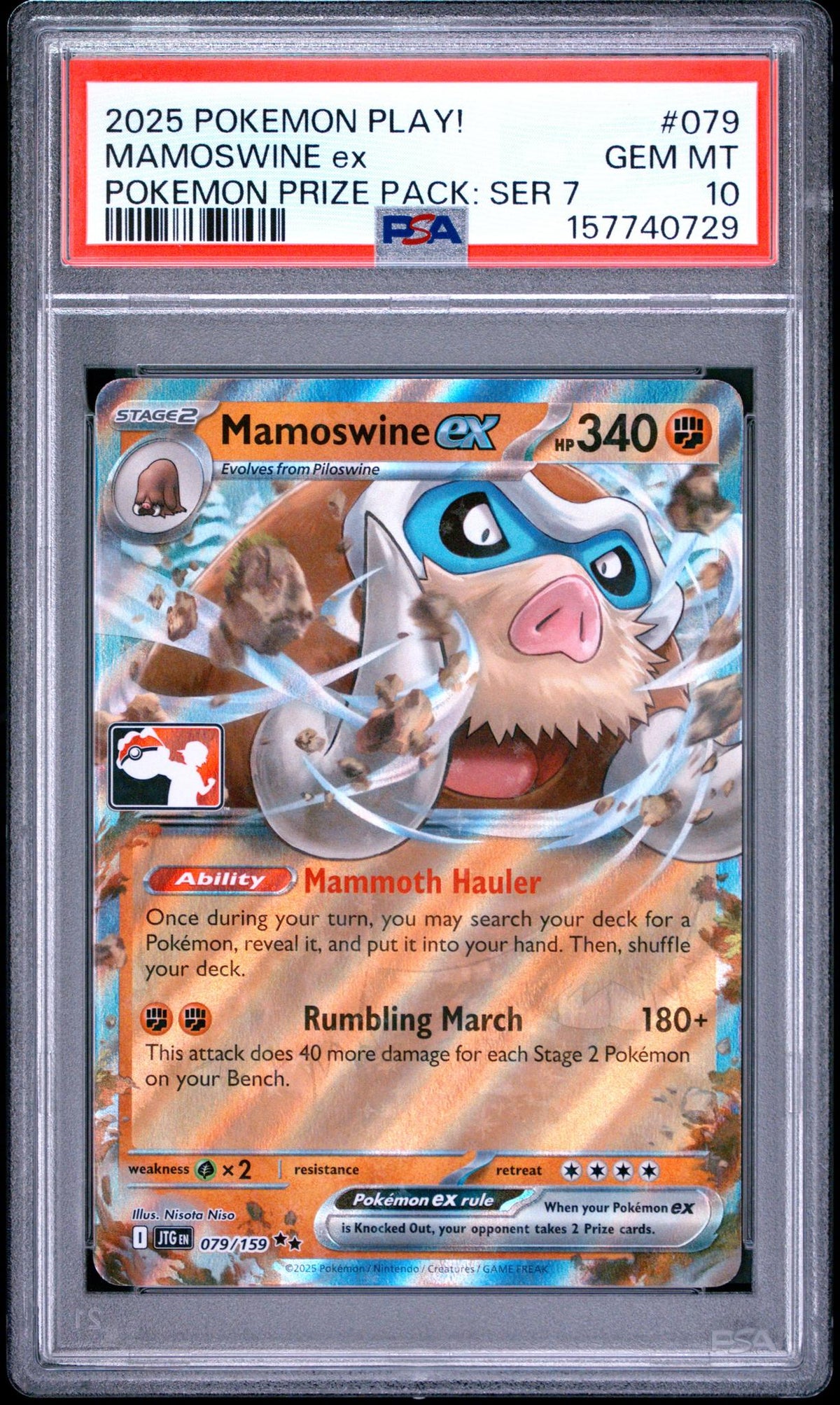 2025 Pokemon Play! Pokemon Prize Pack: Series 7 Mamoswine Ex #079 PSA 10