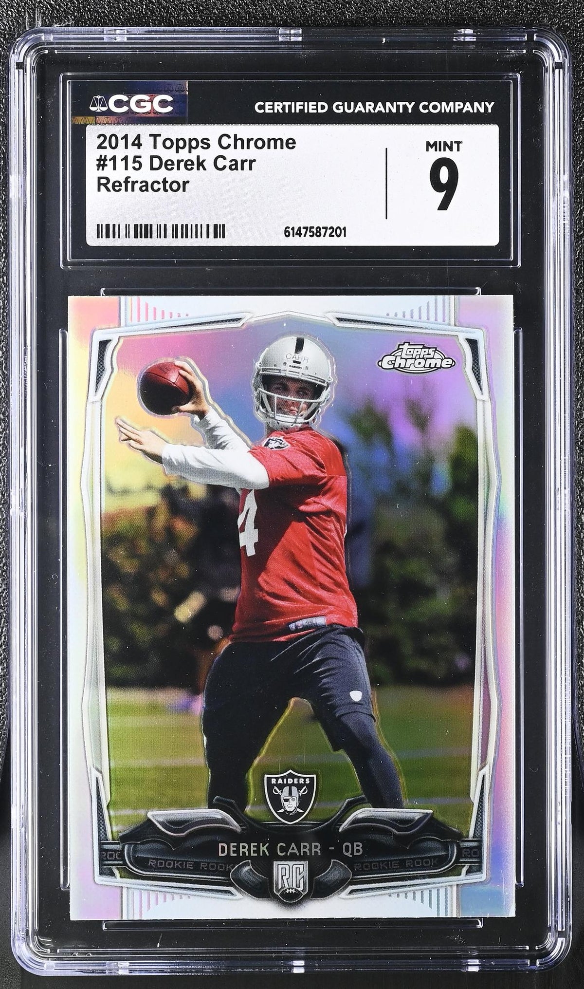 2014 Topps Chrome #115 Derek Carr Refractor CGC 9