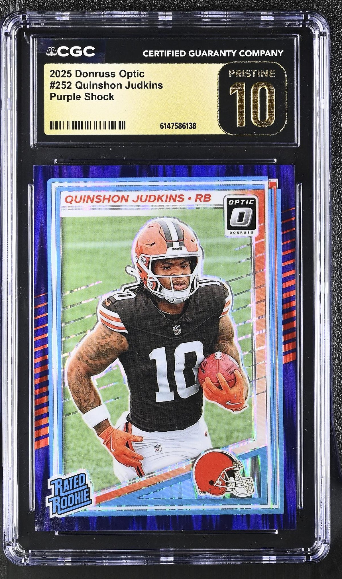 2025 Donruss Optic #252 Quinshon Judkins Purple Shock CGC 10