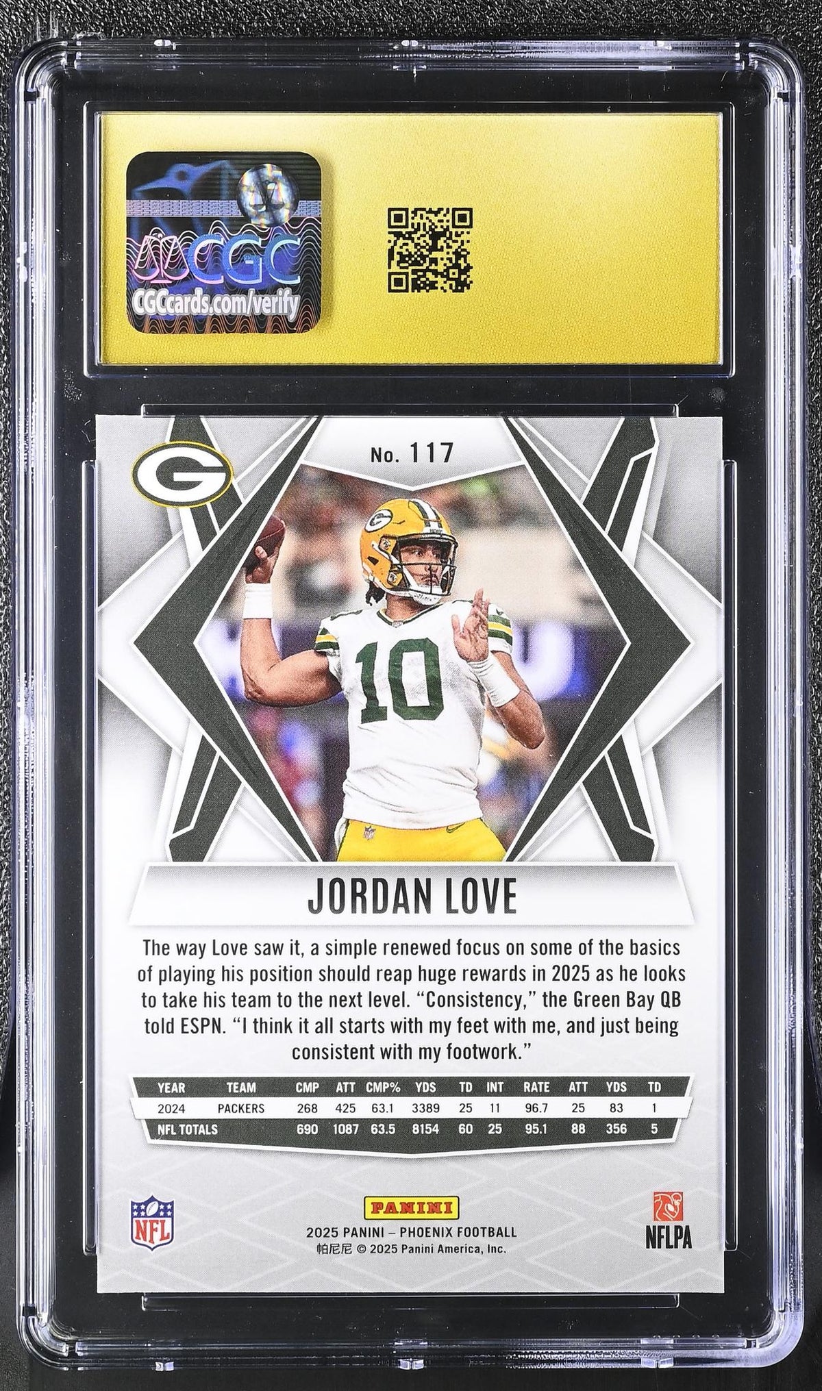 2025 Phoenix #117 Jordan Love Silver Pyramids CGC 10