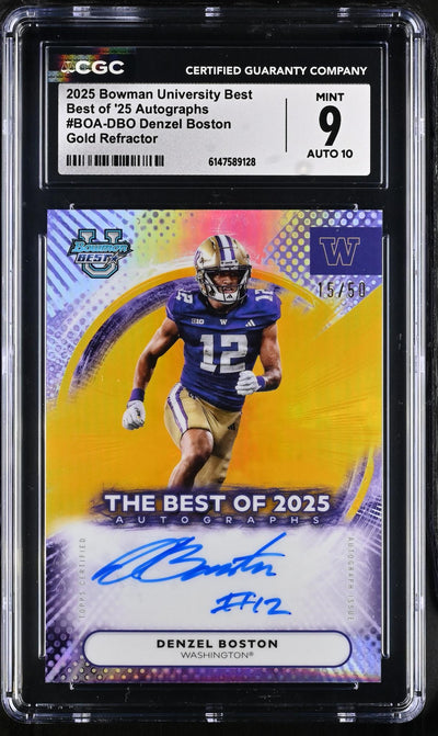 2025 Bowman Best of '25 Autographs Denzel Boston #BOA-DBO /50 CGC 9