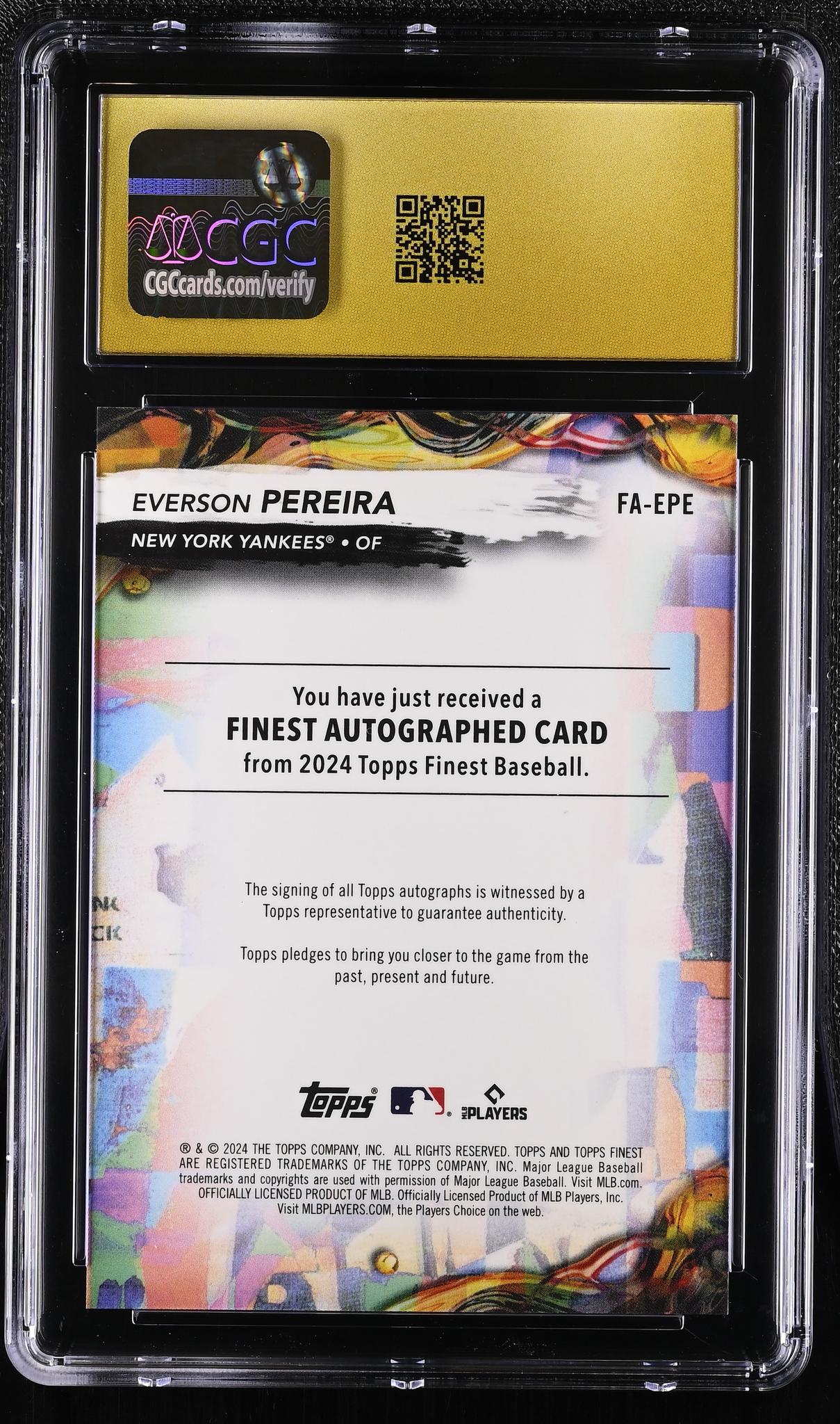 2024 Finest #FA-EPE Everson Pereira Autographs /125 Auto CGC 10