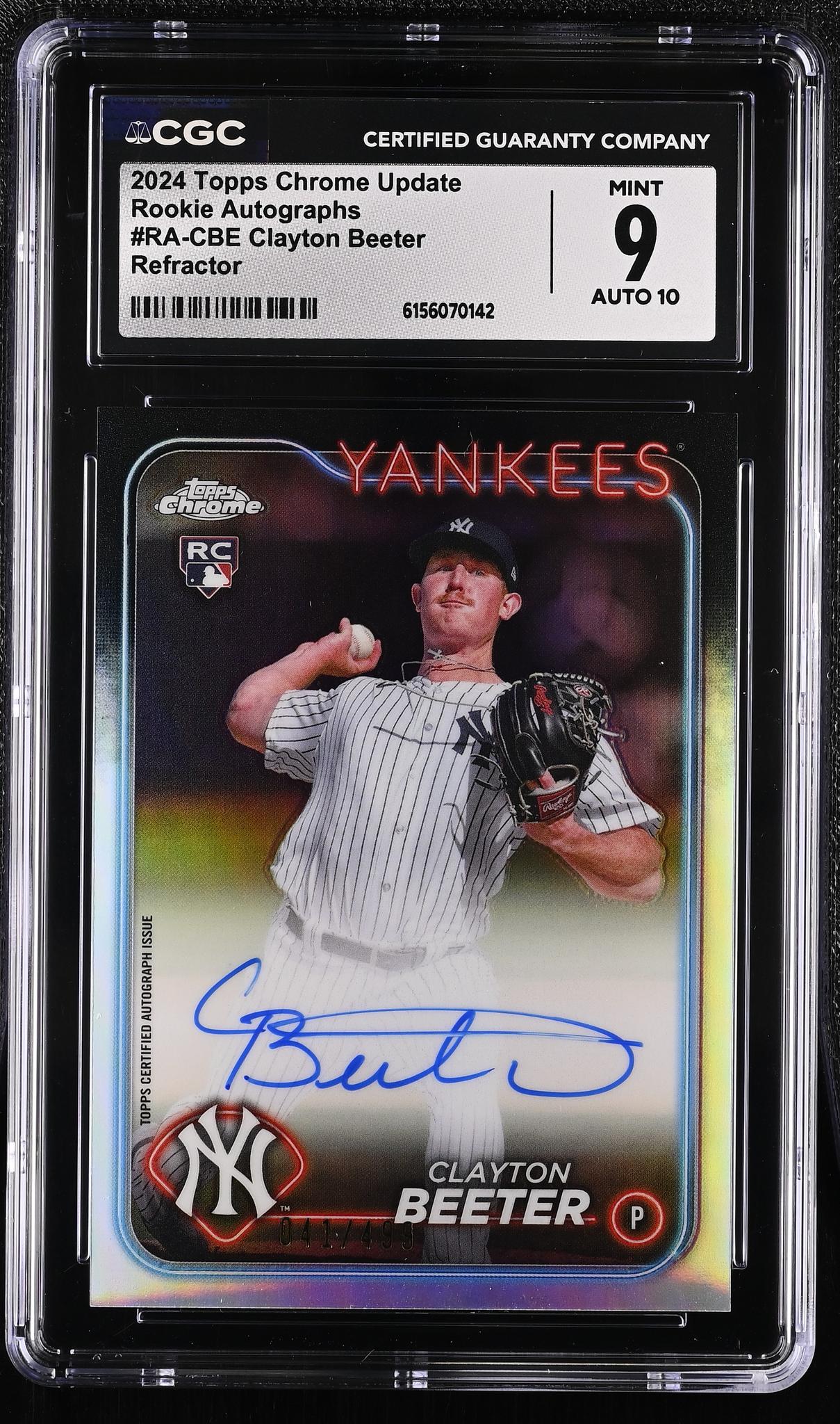 2024 Topps Chrome #RA-CBE Clayton Beeter Rookie Autographs /499 Auto CGC 9