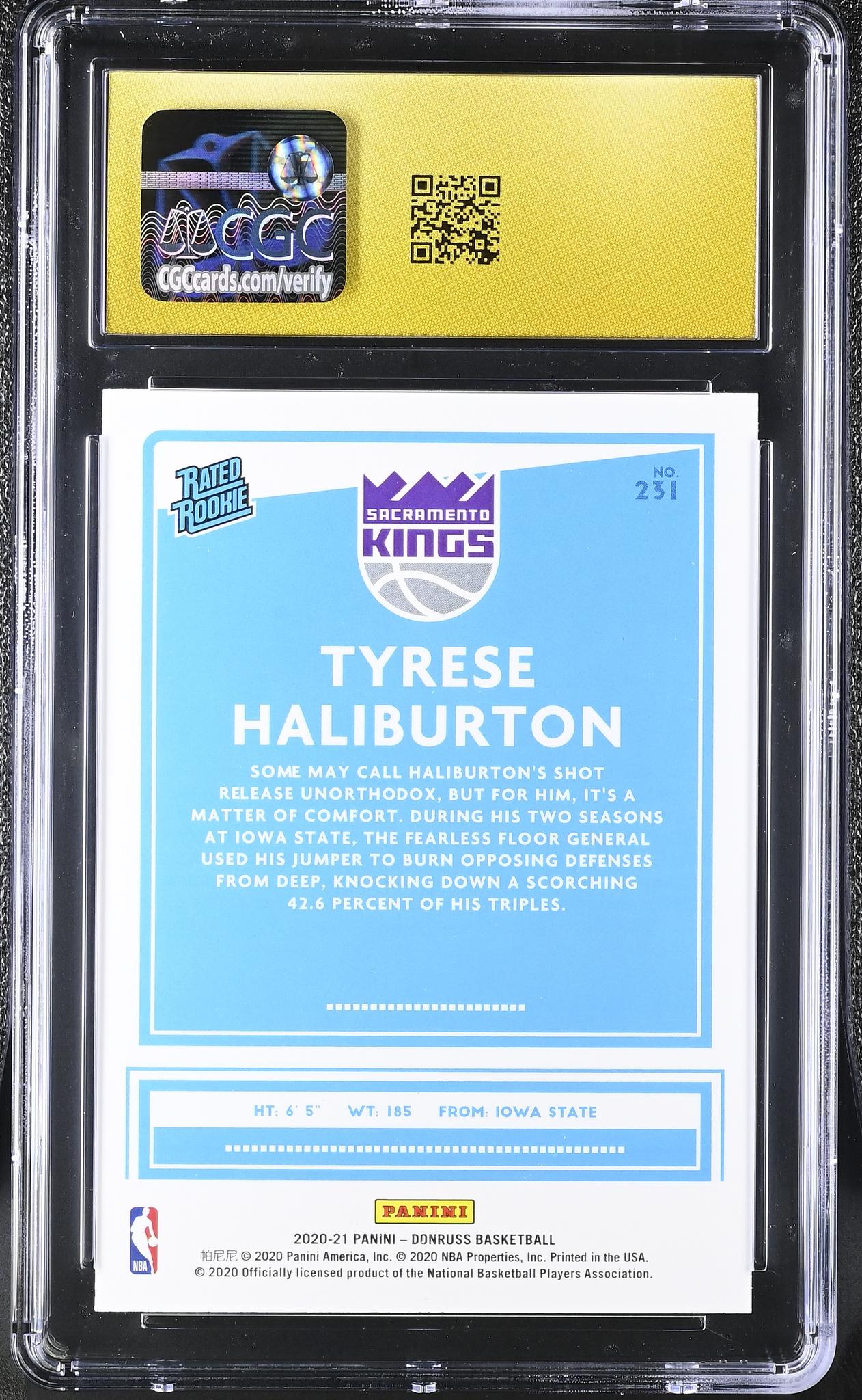 2020 Donruss #231 Tyrese Haliburton Rated Rookie CGC 10