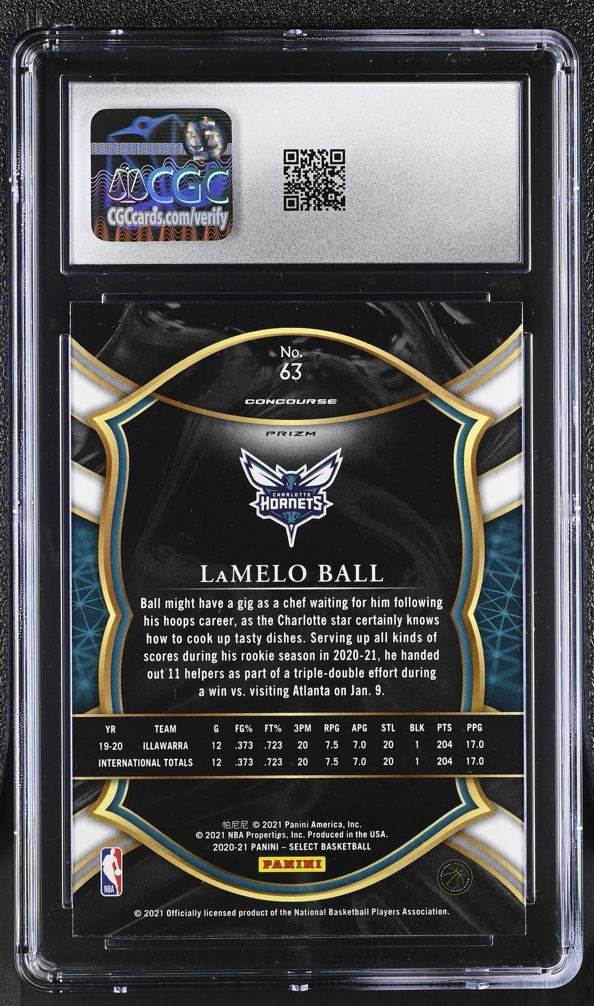 2020 Select #63 LaMelo Ball Concourse CGC 9