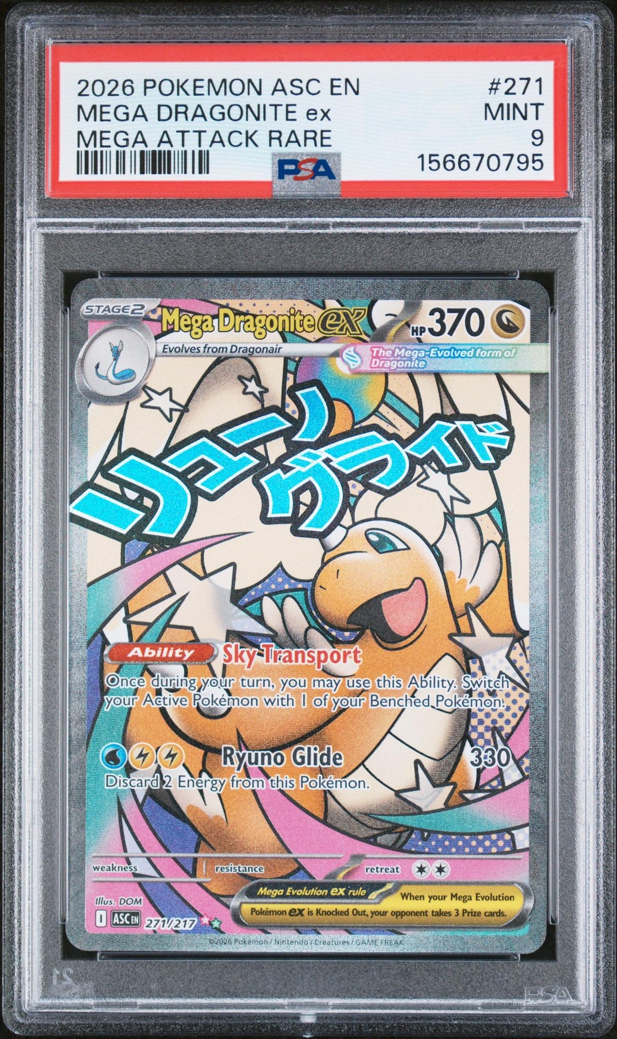 2026 Pokemon Mega Evolution Ascended Heroes Mega Attack Rare Mega Dragonite Ex #271 PSA 9