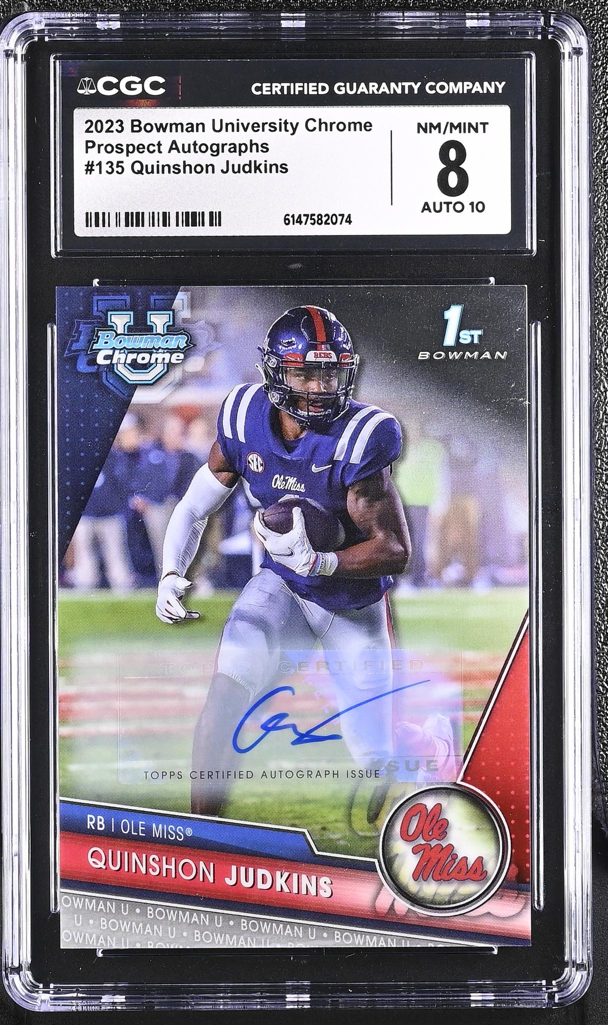 2023 Bowman Chrome #135 Quinshon Judkins Prospect Autographs Auto CGC 8