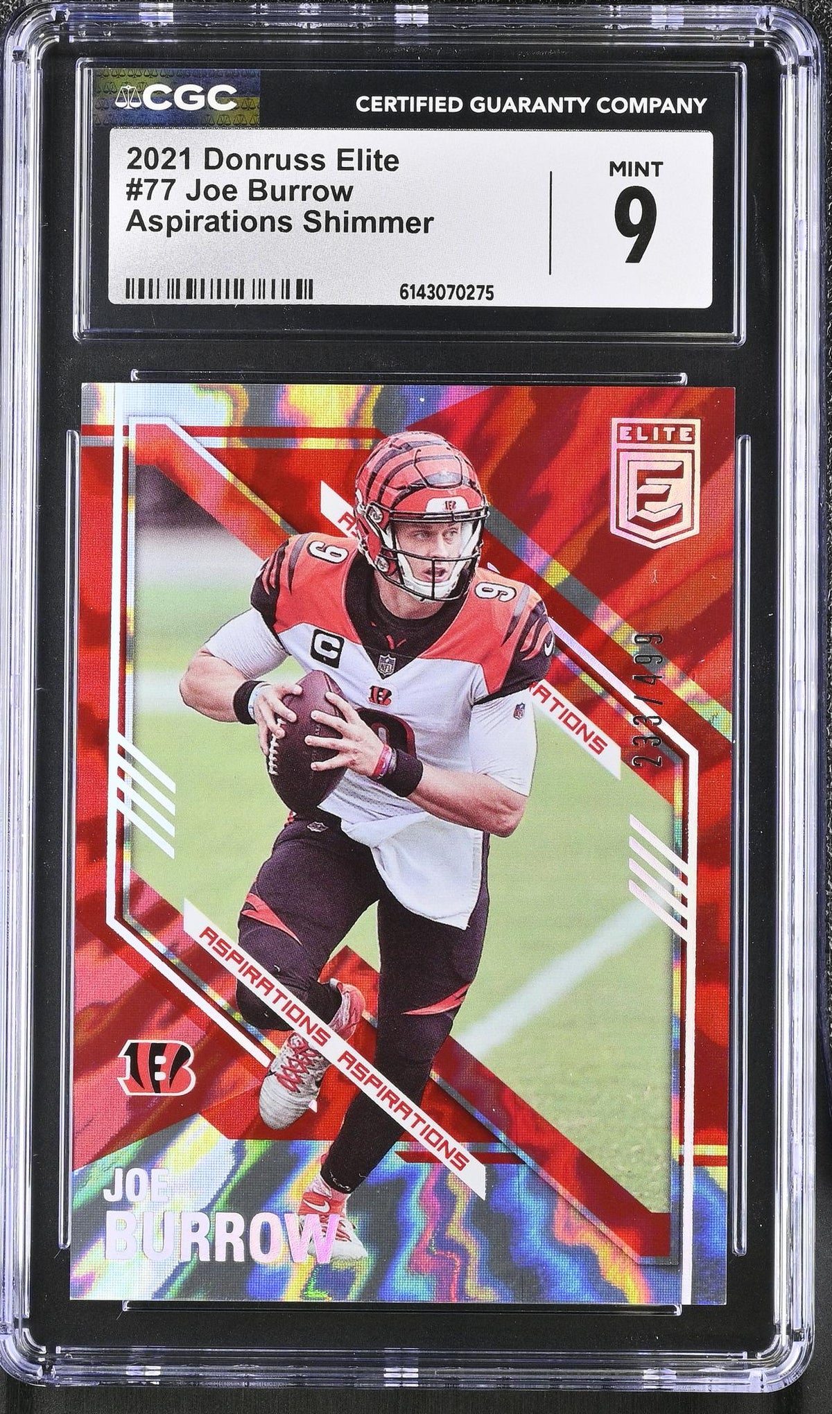 2021 Donruss Elite #77 Joe Burrow Aspirations Shimmer /499 CGC 9