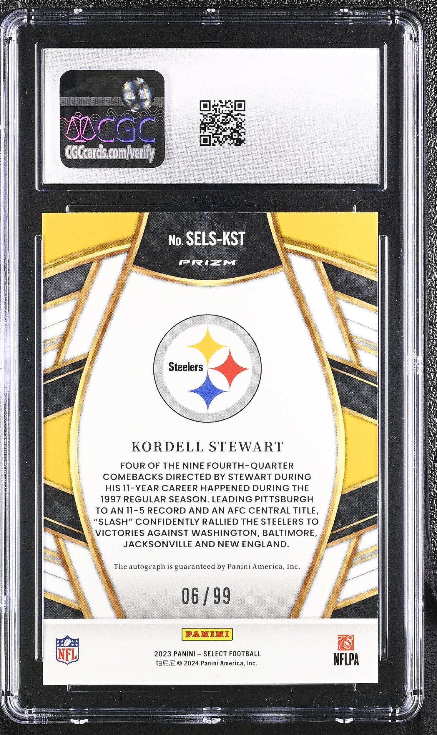 2023 Select #SELS-KST Kordell Stewart Select Signatures /99 CGC 10