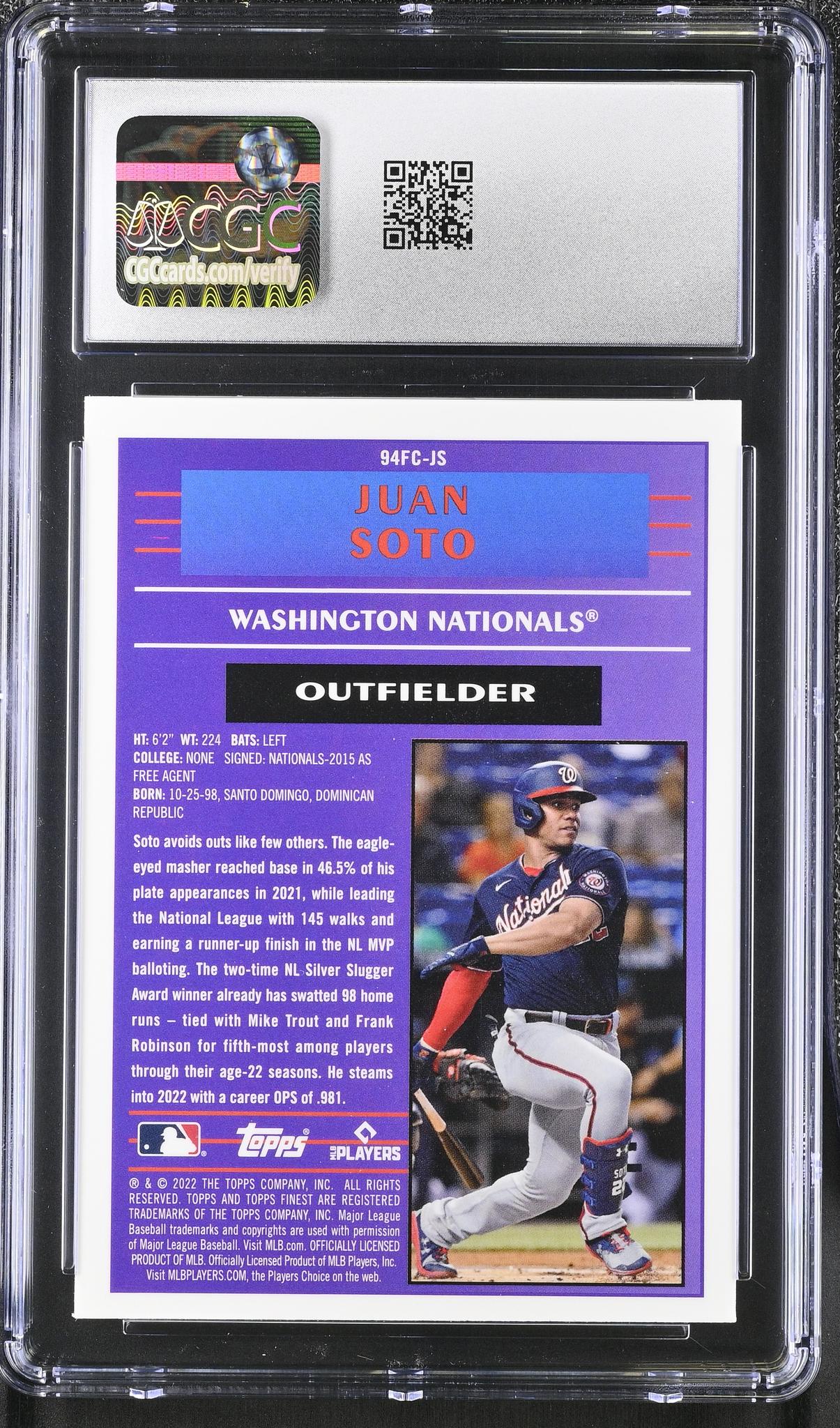 2022 Topps Finest #94FC-JS Juan Soto '94 Cornerstones CGC 9.5