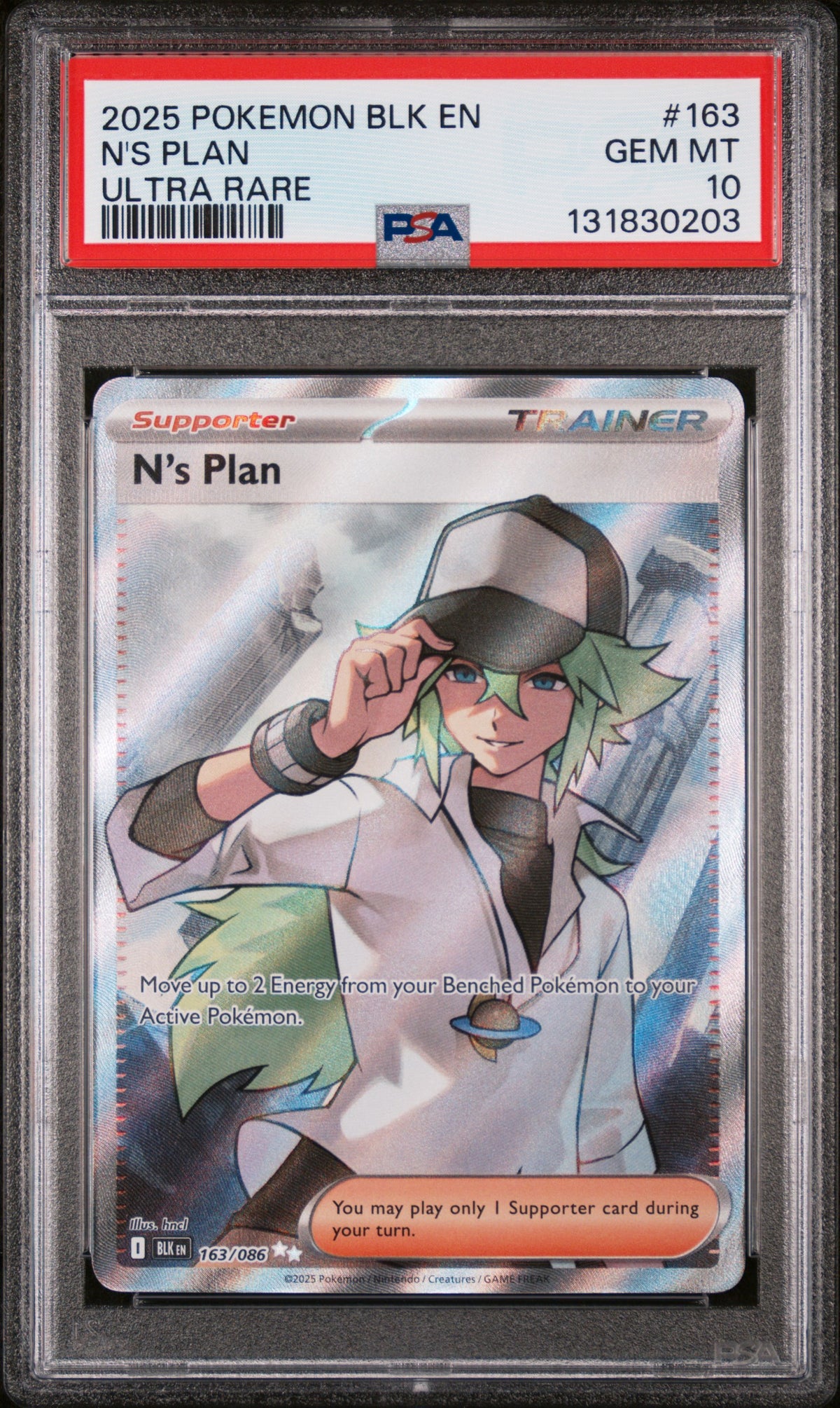 2025 Pokemon Black Bolt Ultra Rare N's Plan #163 PSA 10