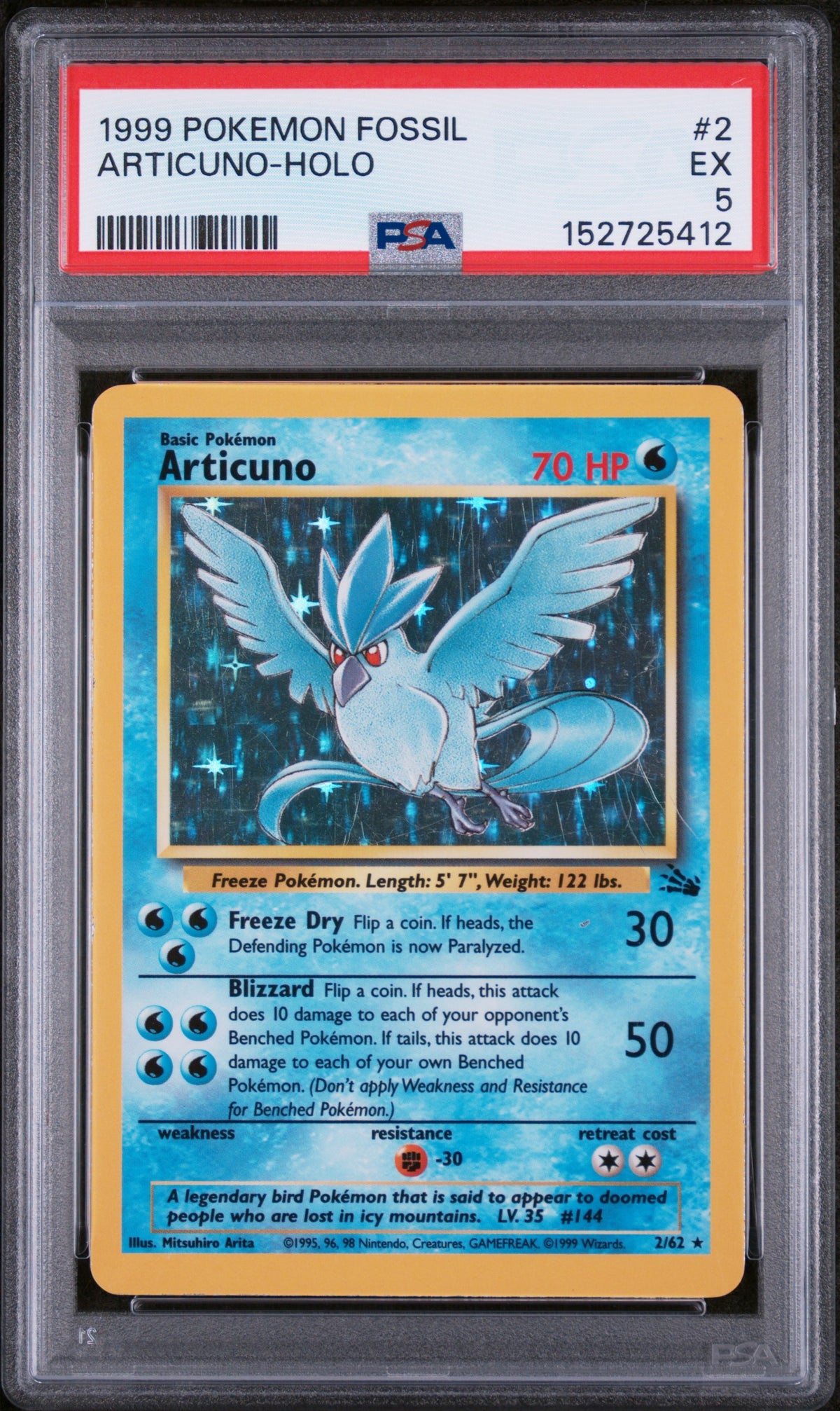 1999 Pokemon Fossil Holo Articuno #2 PSA 5