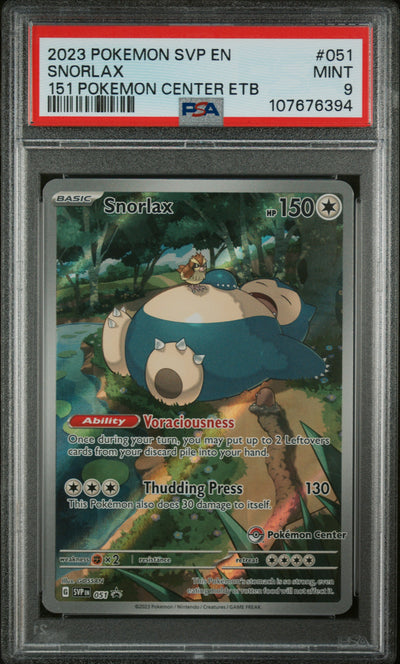 Pokémon SVP EN Snorlax #051 Pokémon Center ETB PSA 9