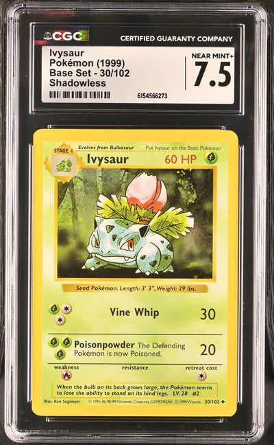 Pokémon Base Set Ivysaur #30/102 Shadowless CGC 7.5