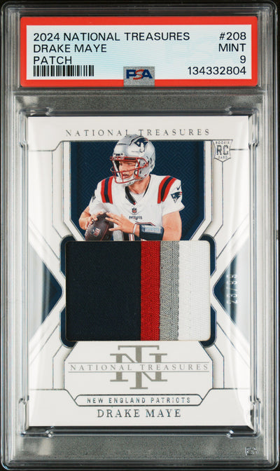 2024 National Treasures Drake Maye #208 Patch PSA 9