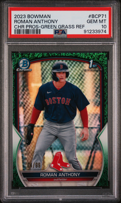 2023 Bowman Chrome Prospects Green Grass Refractor Roman Anthony #BCP71 /99 PSA 10