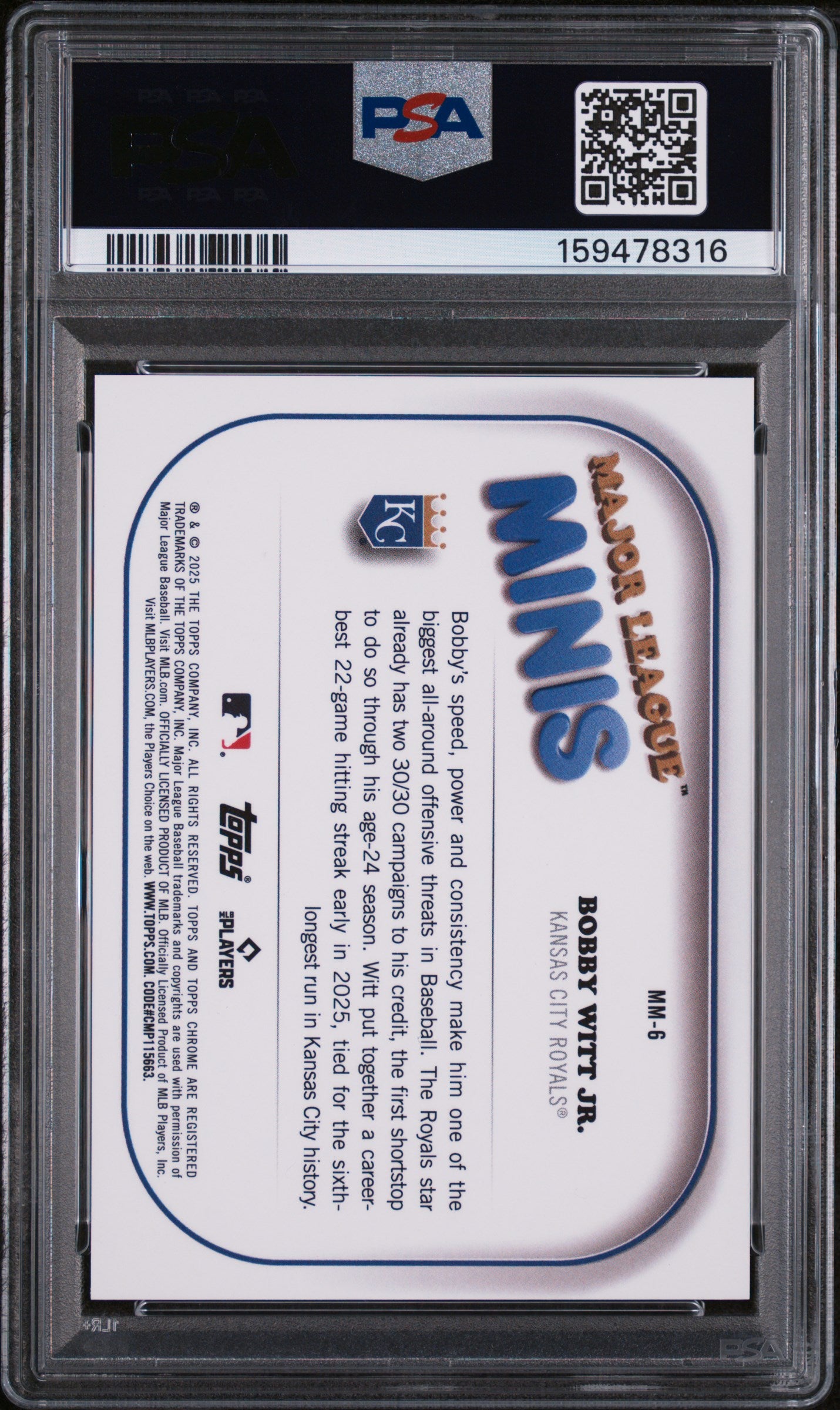 2025 Topps Chrome Update Bobby Witt Jr. #MM-6 PSA 9