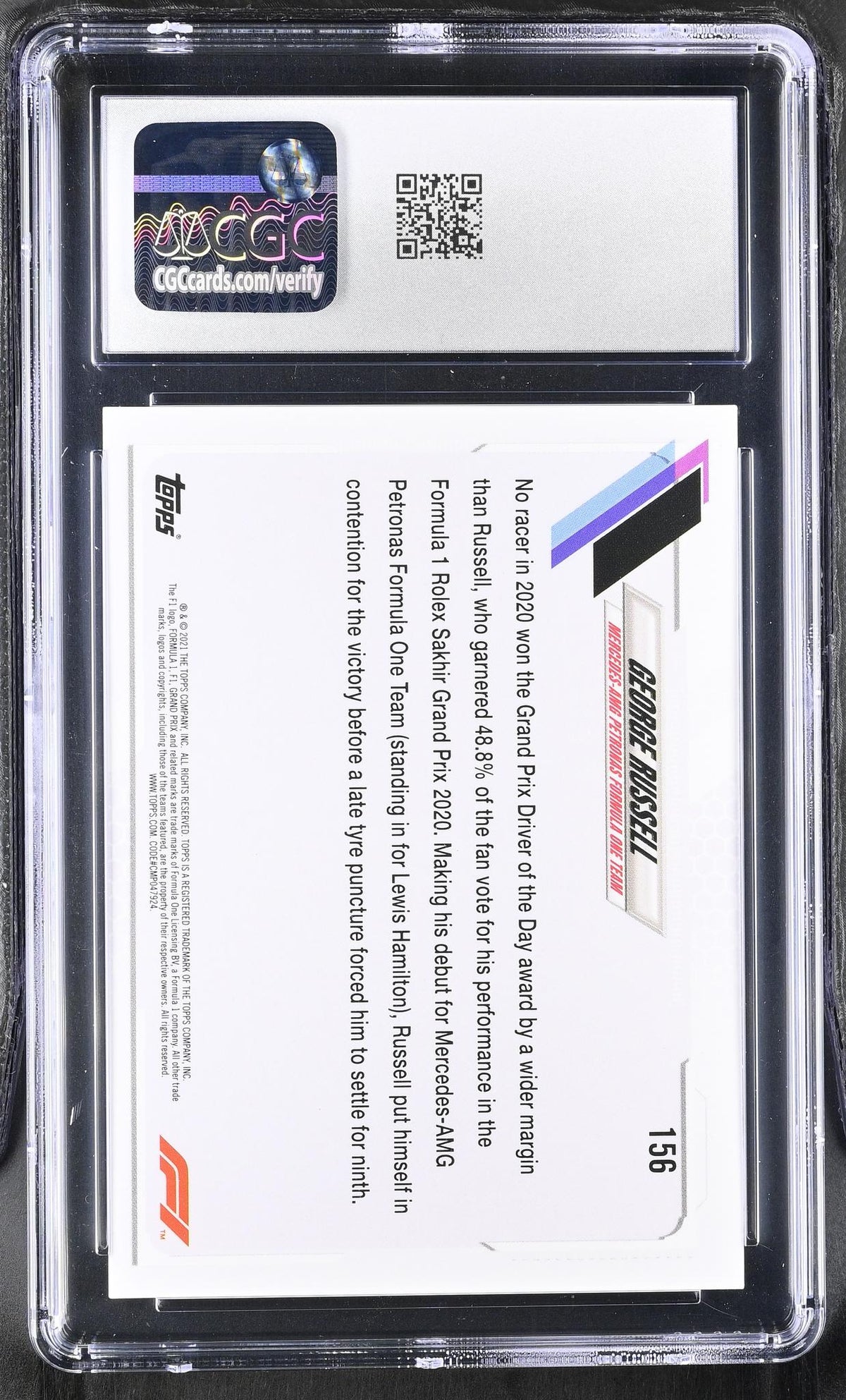 2021 Topps Formula 1 #156 George Russell Checker Flag CGC 9