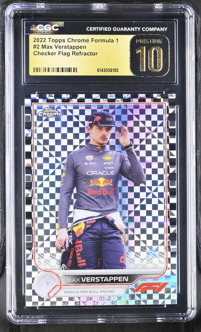 2022 Topps Chrome #2 Max Verstappen Checker Flag Refractor CGC 10
