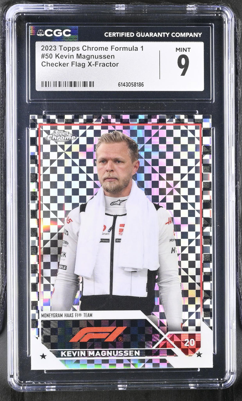 2023 Topps Chrome #50 Kevin Magnussen Checker Flag X-Fractor CGC 9