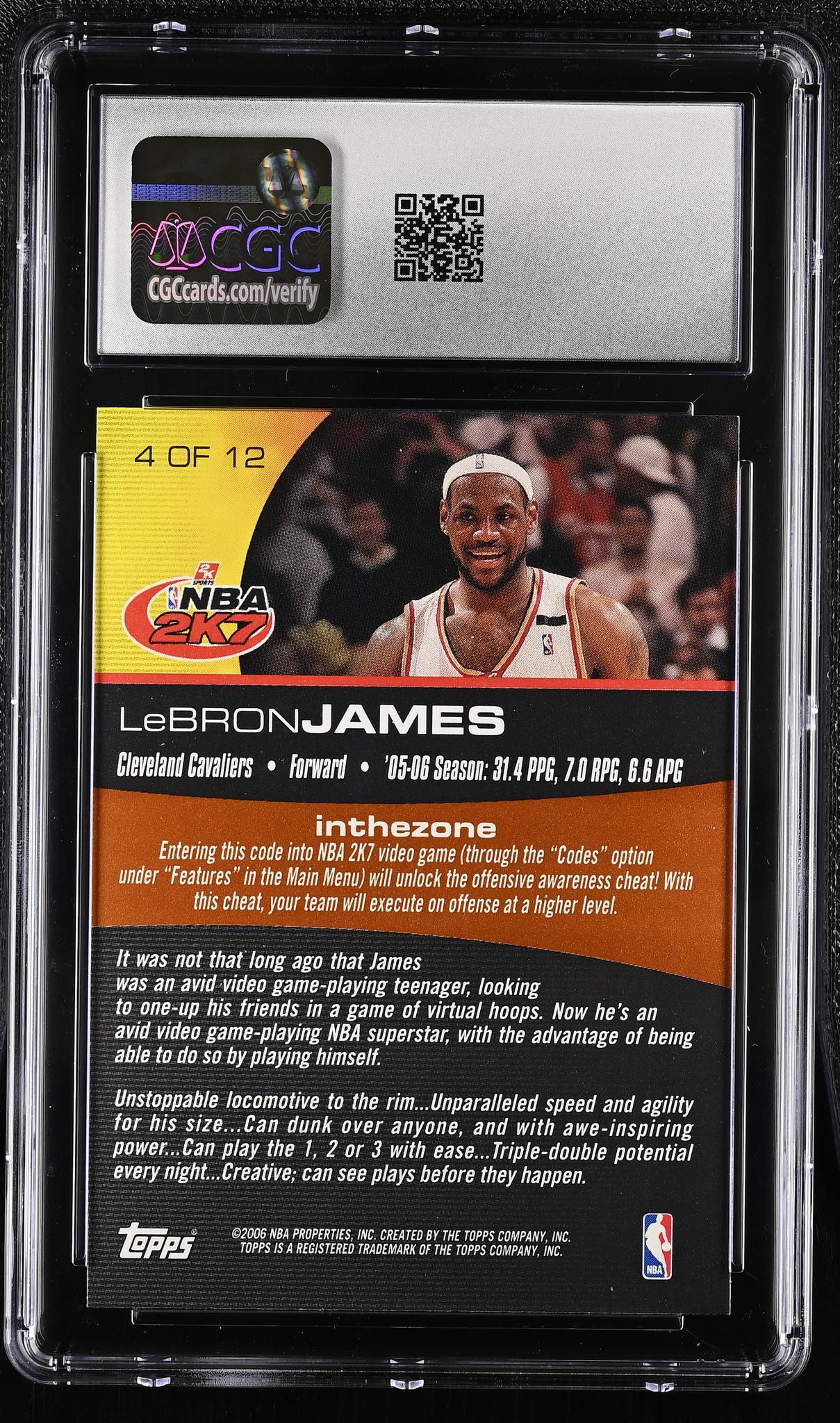 2006 Topps #4 LeBron James 2K7 Promotion CGC 8