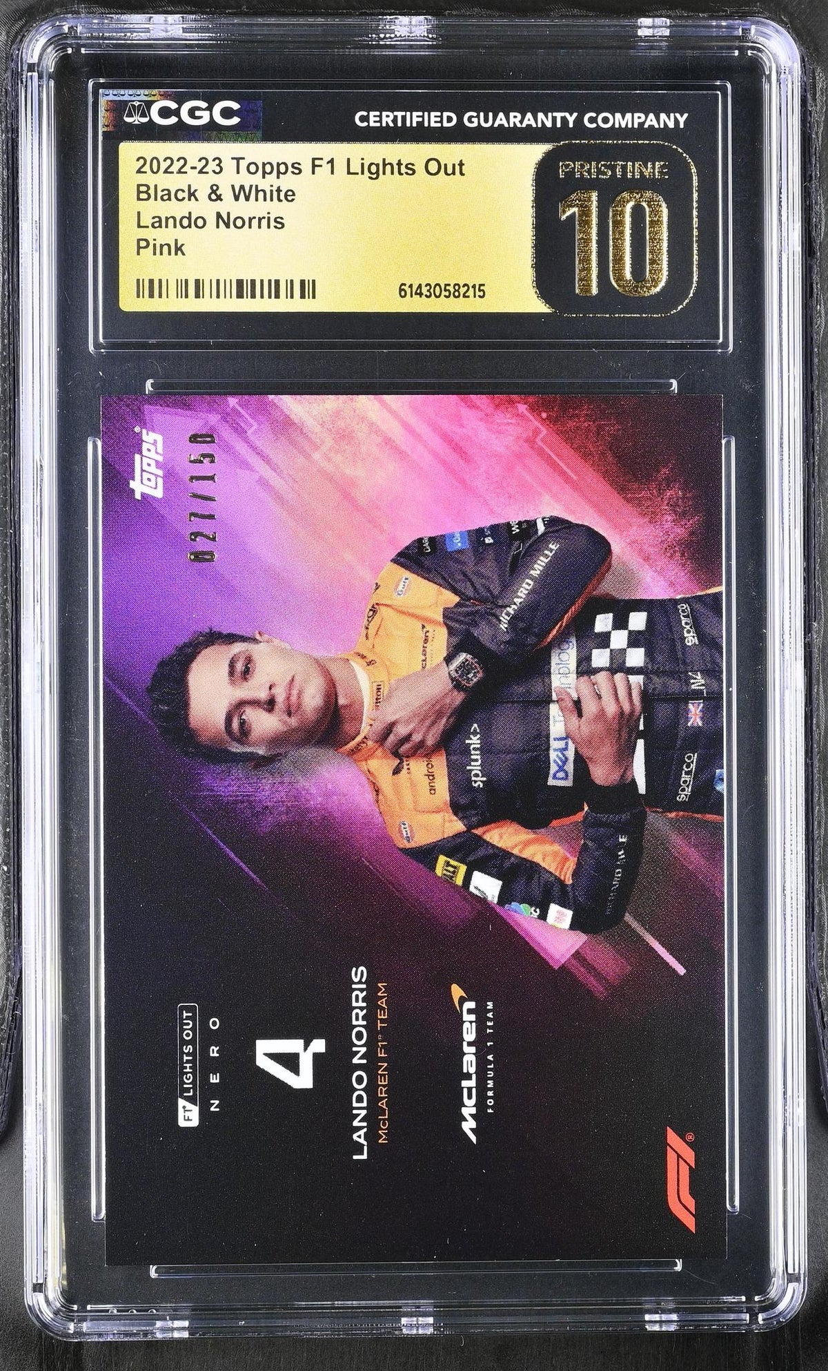 2022 Topps F1 Lights Out Lando Norris Black & White /150 CGC 10